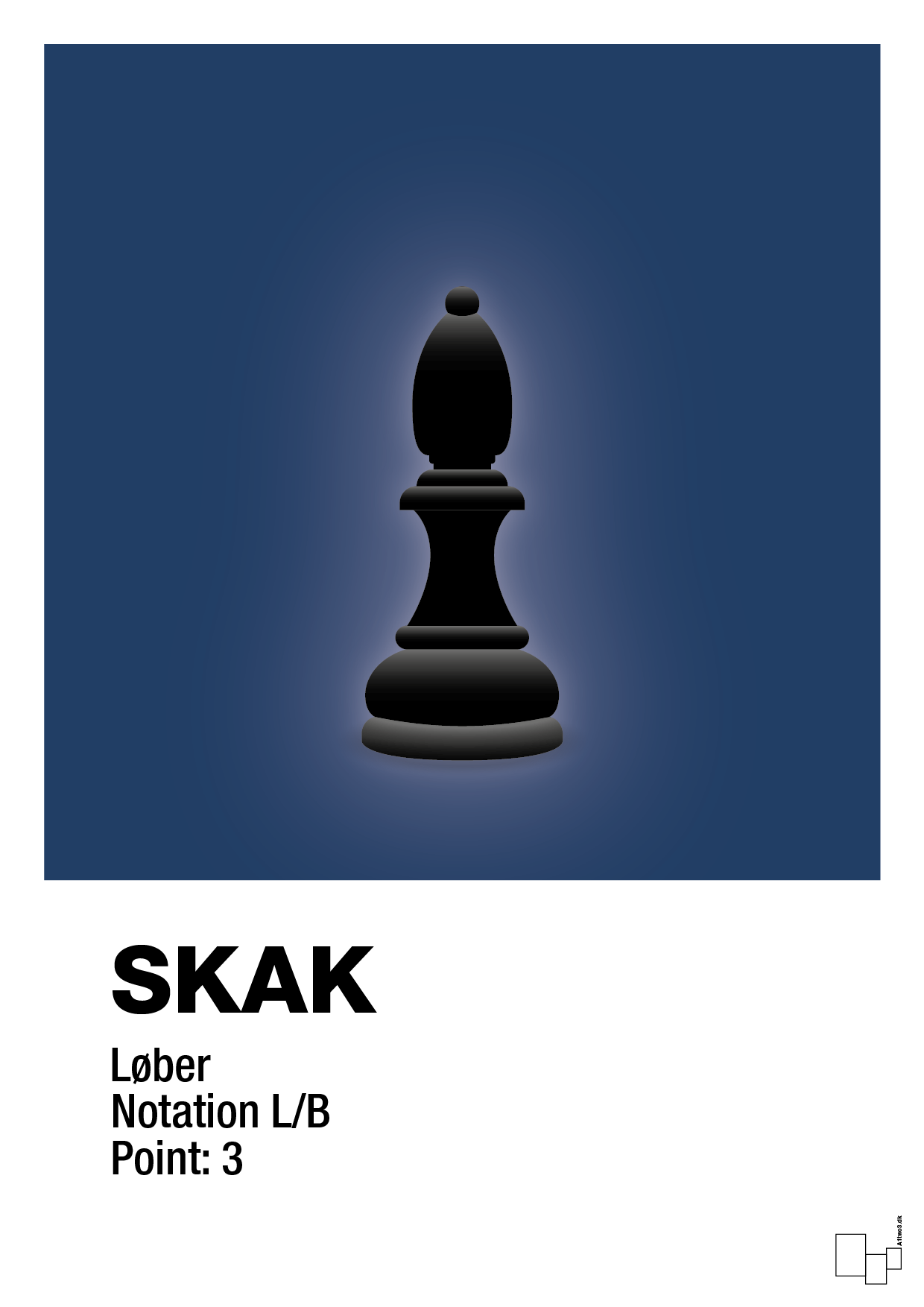 plakat: spillebrikken løber i sort - lapis blue-Brætspil-A1two3