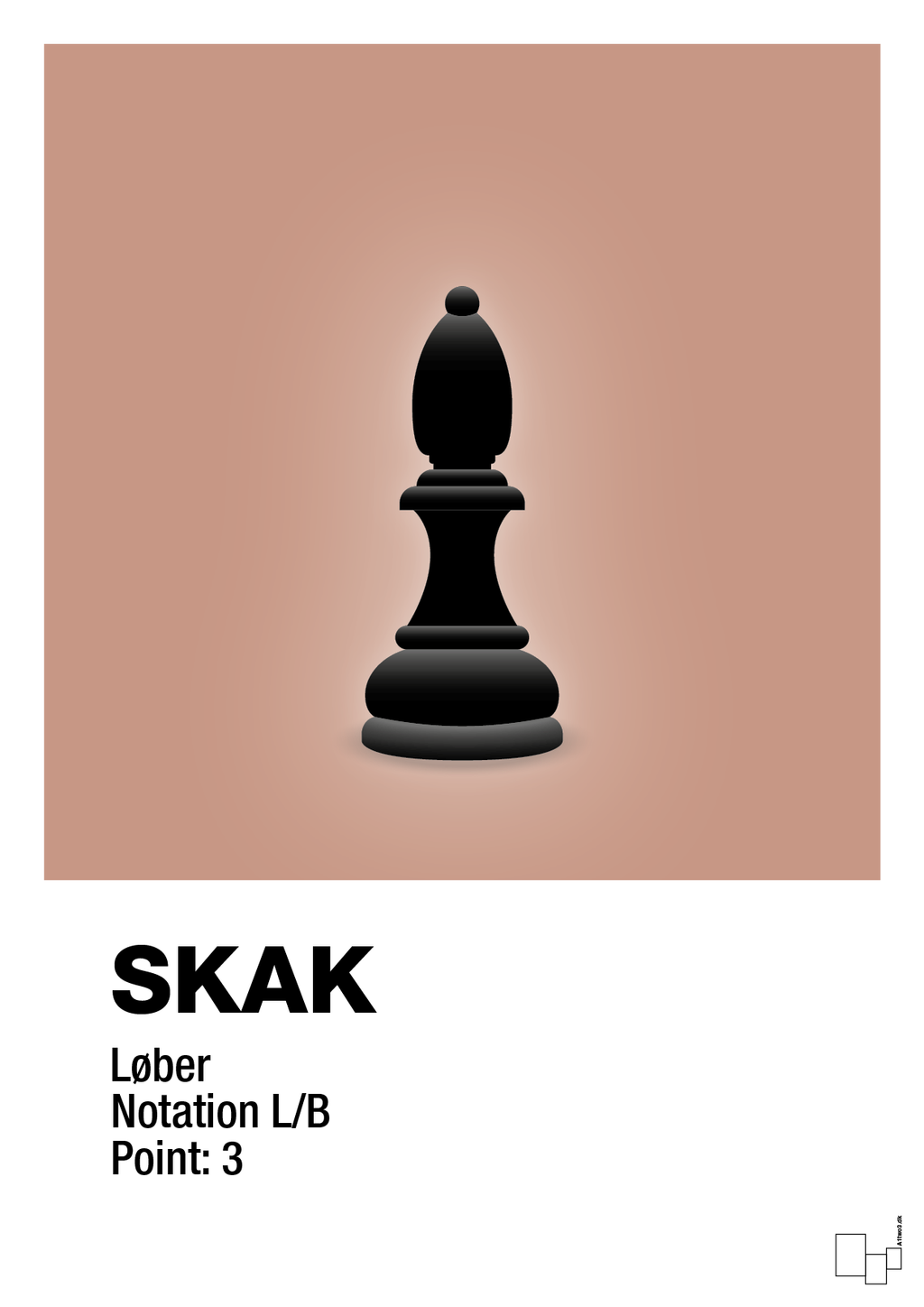 plakat: spillebrikken løber i sort - powder-Brætspil-A1two3