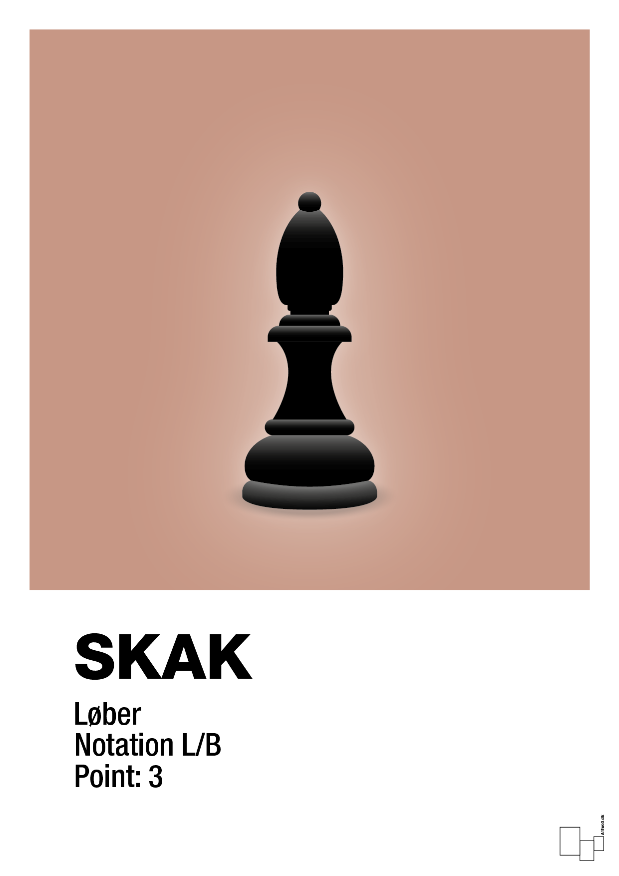 plakat: spillebrikken løber i sort - powder-Brætspil-A1two3