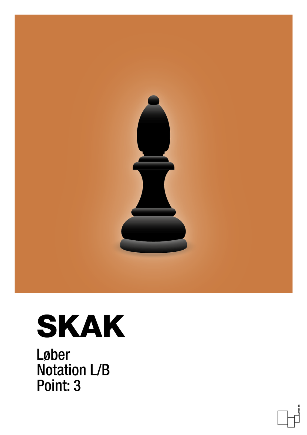 plakat: spillebrikken løber i sort - rumba orange-Brætspil-A1two3
