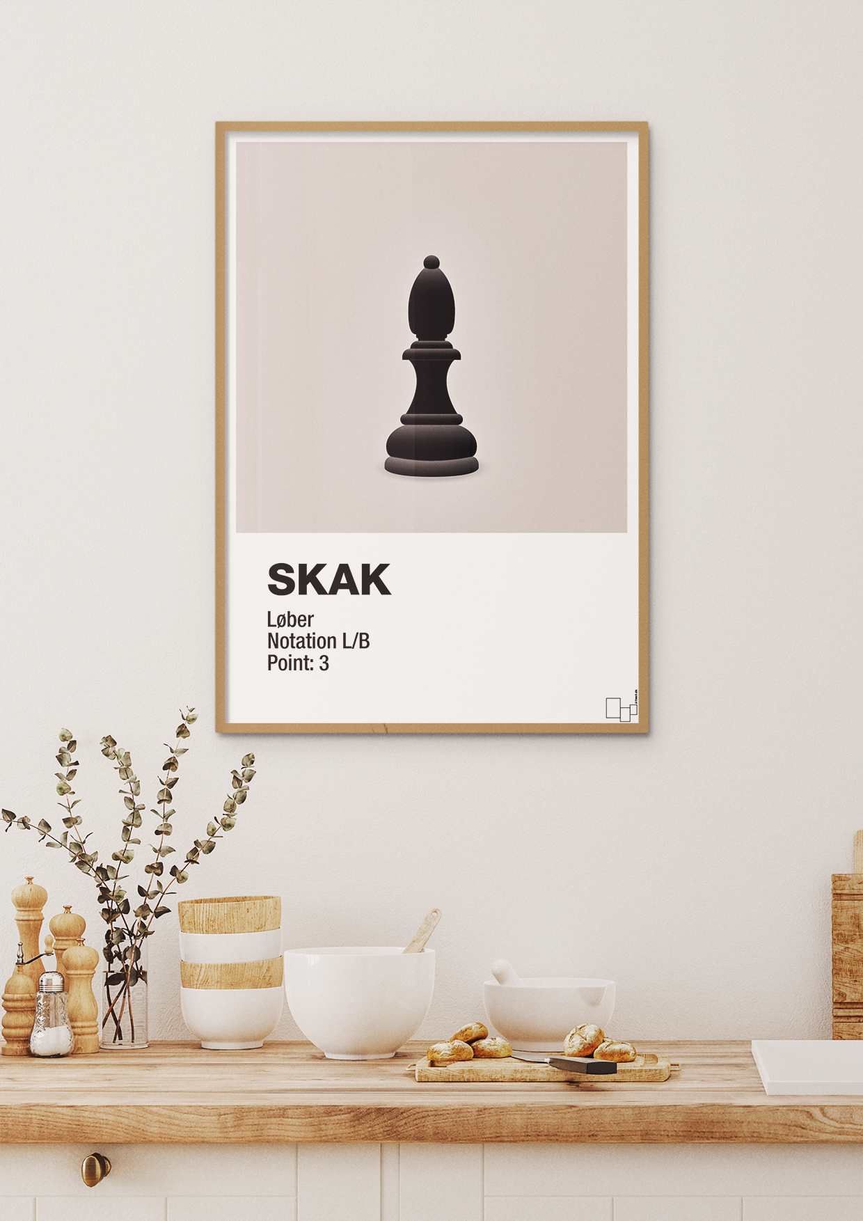 plakat: spillebrikken løber i sort - creamy mushroom-Brætspil-A1two3