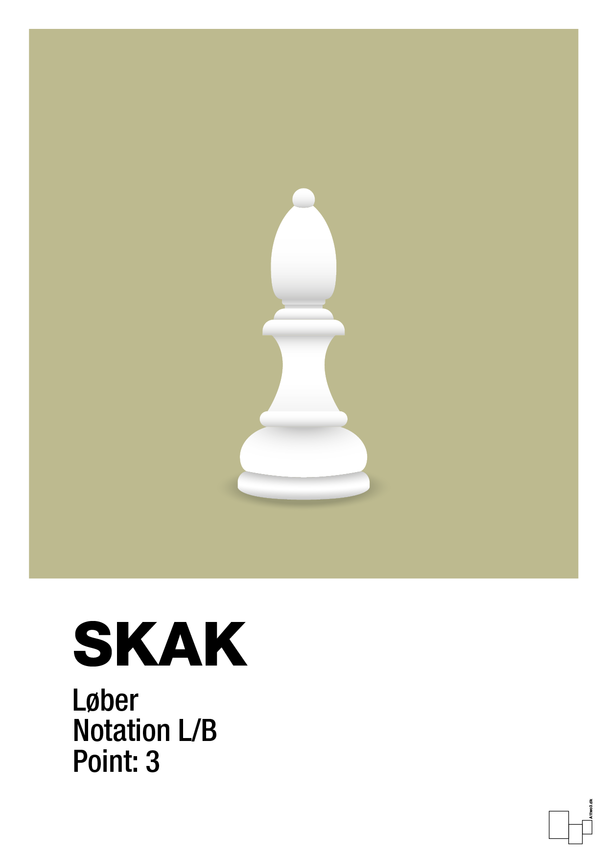 plakat: spillebrikken løber i hvid - back to nature-Brætspil-A1two3