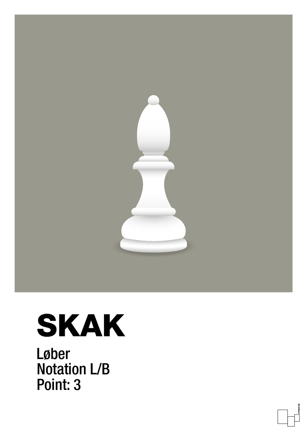 plakat: spillebrikken løber i hvid - battleship gray-Brætspil-A1two3