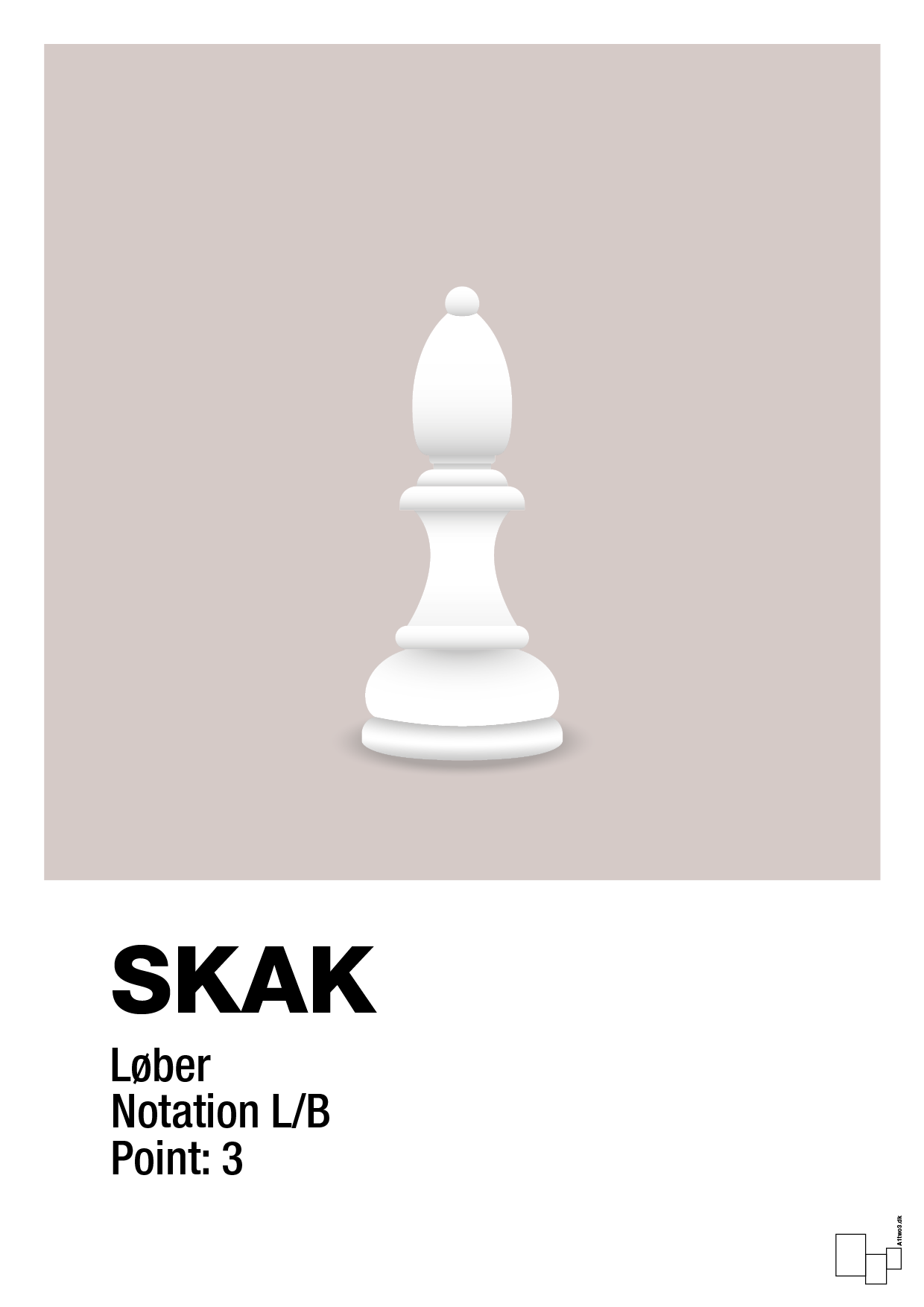 plakat: spillebrikken løber i hvid - broken beige-Brætspil-A1two3