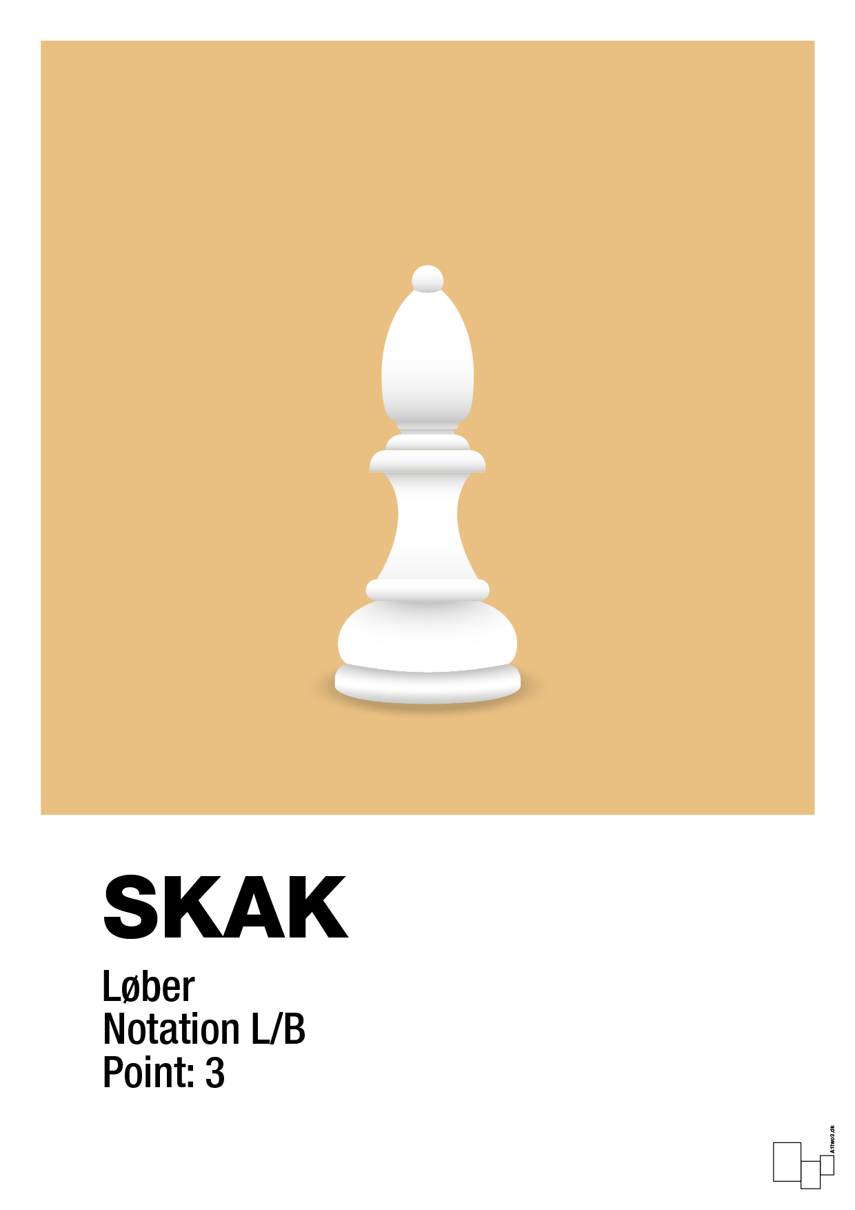 plakat: spillebrikken løber i hvid - charismatic-Brætspil-A1two3