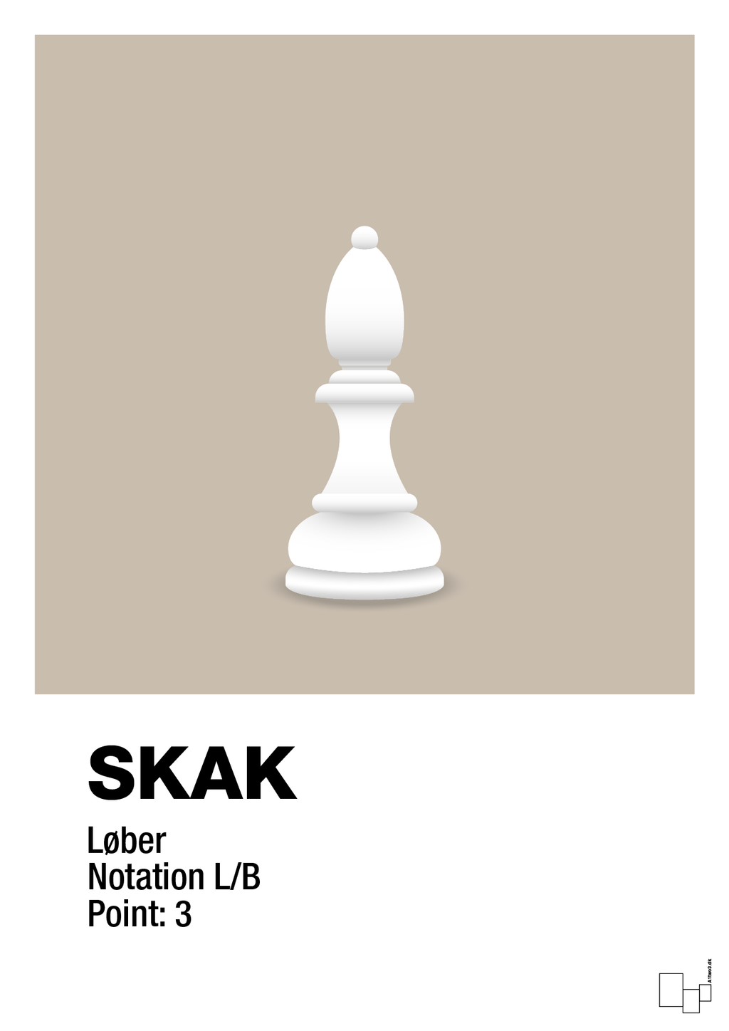 plakat: spillebrikken løber i hvid - creamy mushroom-Brætspil-A1two3