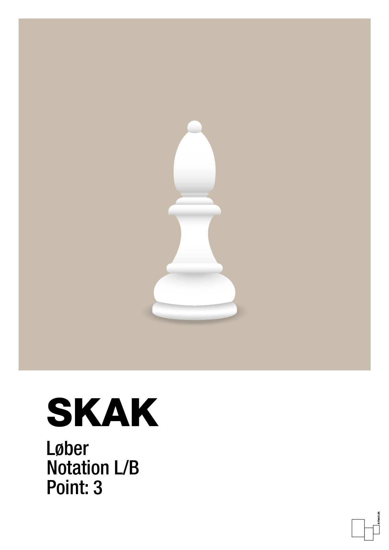 plakat: spillebrikken løber i hvid - creamy mushroom-Brætspil-A1two3