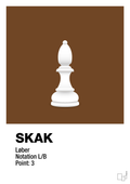 plakat: spillebrikken løber i hvid - dark brown-Brætspil-A1two3