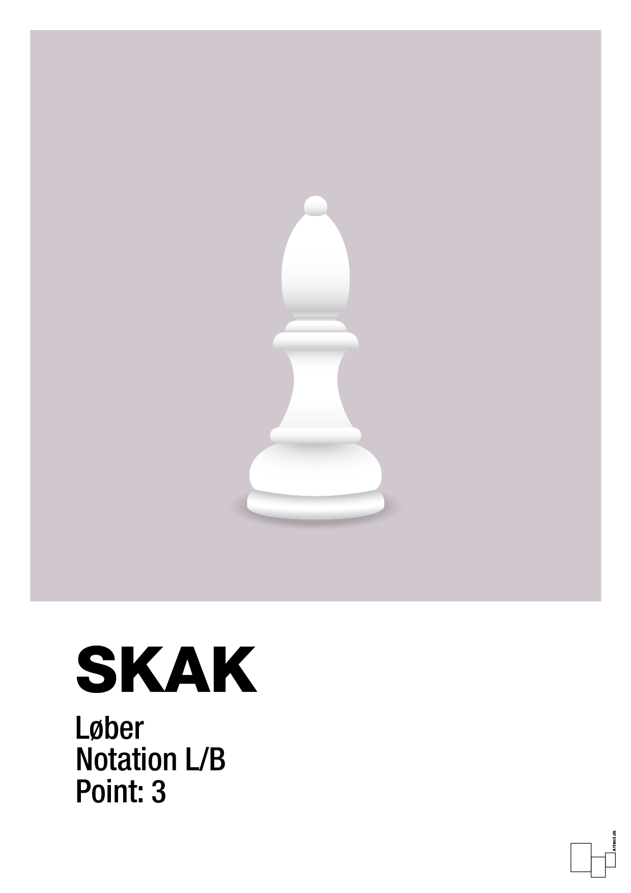 plakat: spillebrikken løber i hvid - dusty lilac-Brætspil-A1two3