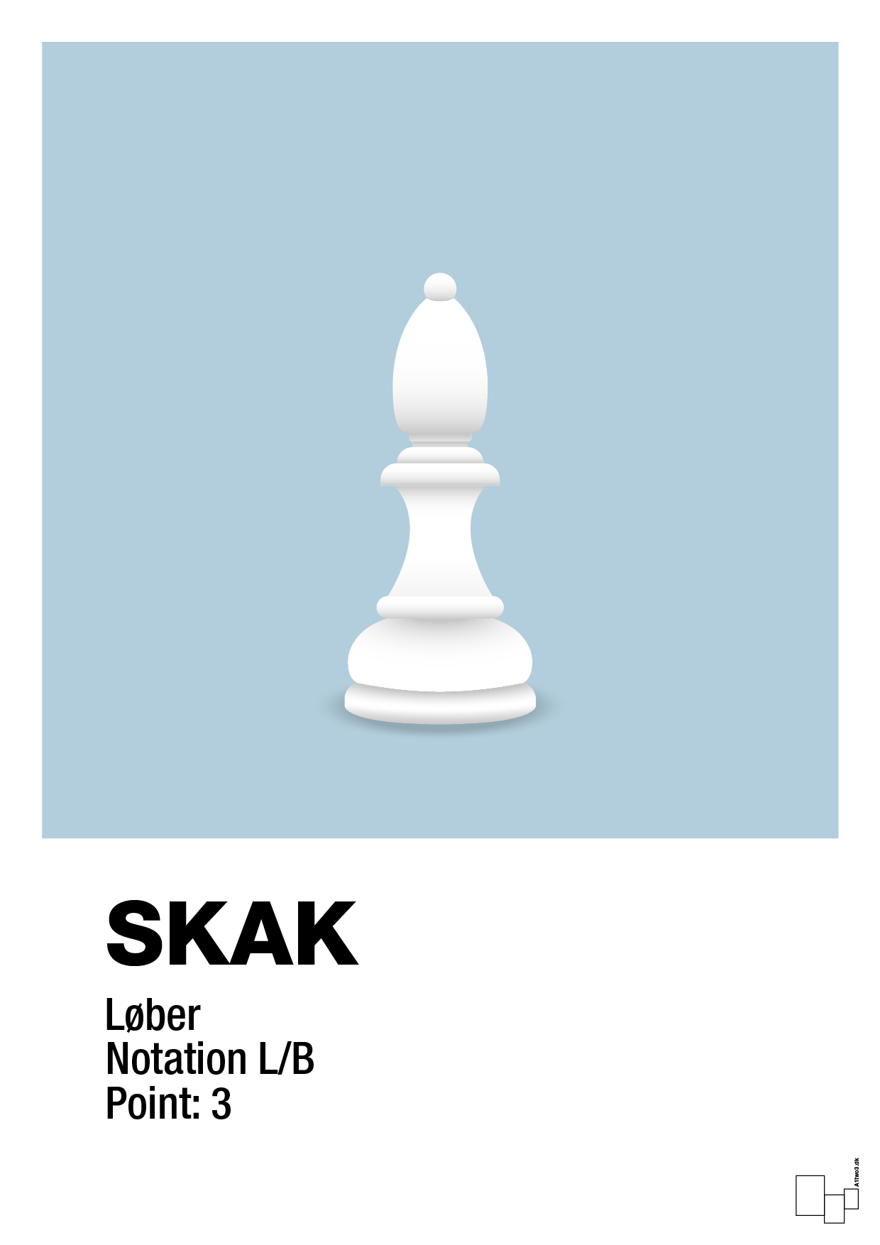 plakat: spillebrikken løber i hvid - heavenly blue-Brætspil-A1two3