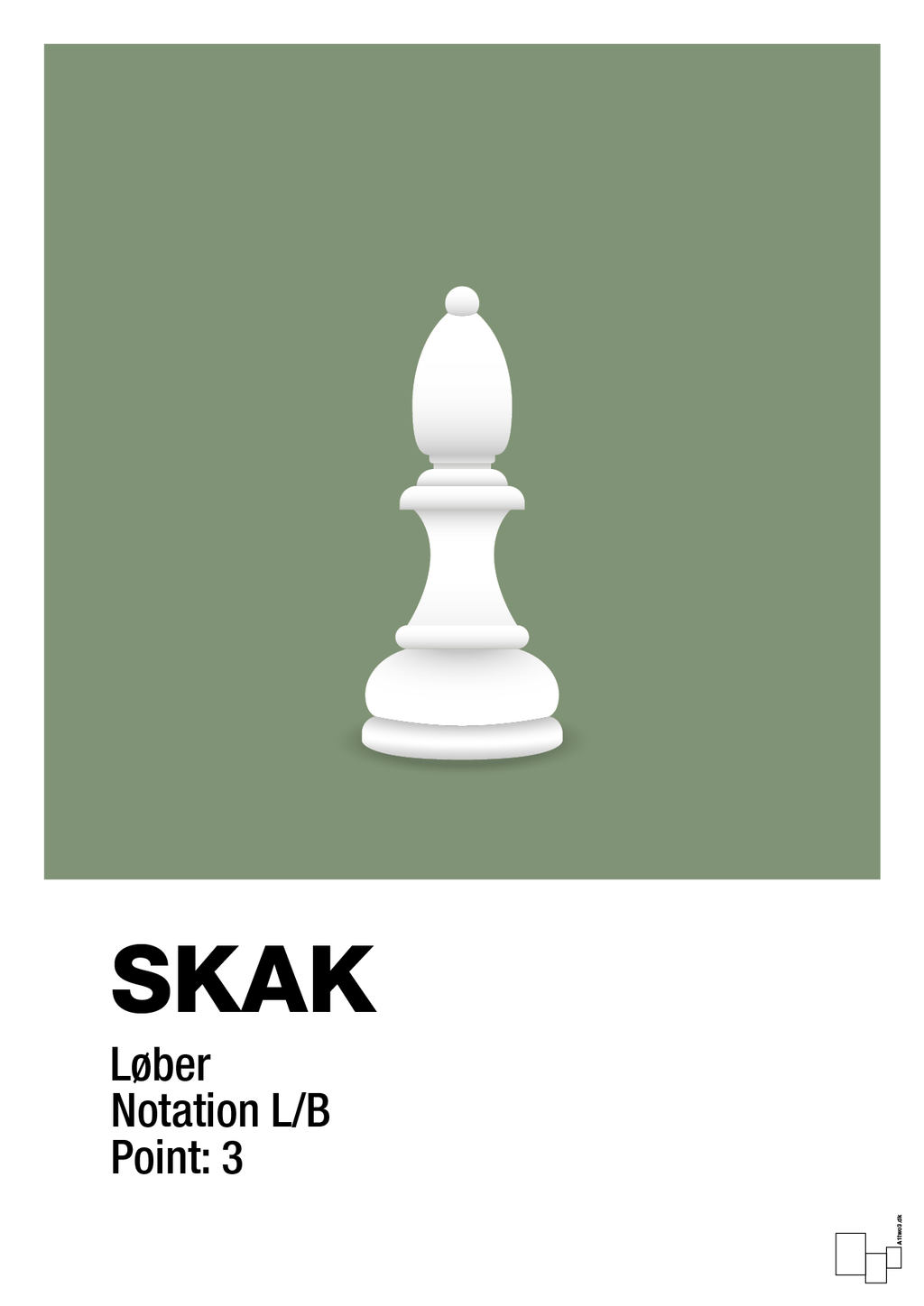 plakat: spillebrikken løber i hvid - jade-Brætspil-A1two3