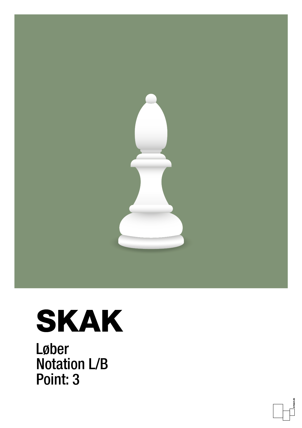 plakat: spillebrikken løber i hvid - jade-Brætspil-A1two3