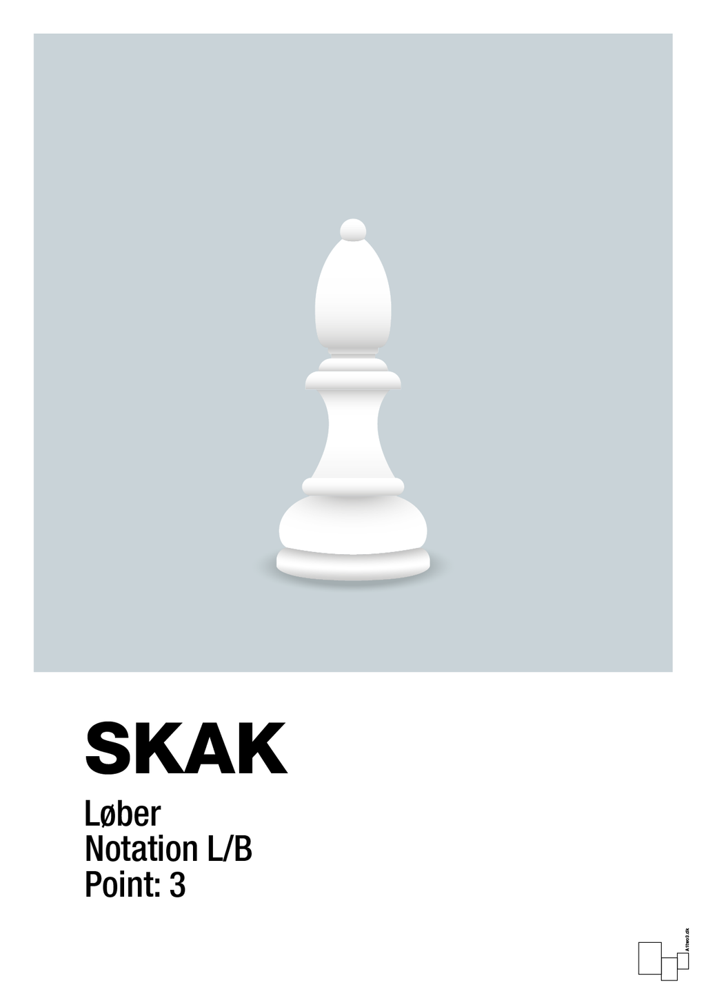 plakat: spillebrikken løber i hvid - light drizzle-Brætspil-A1two3