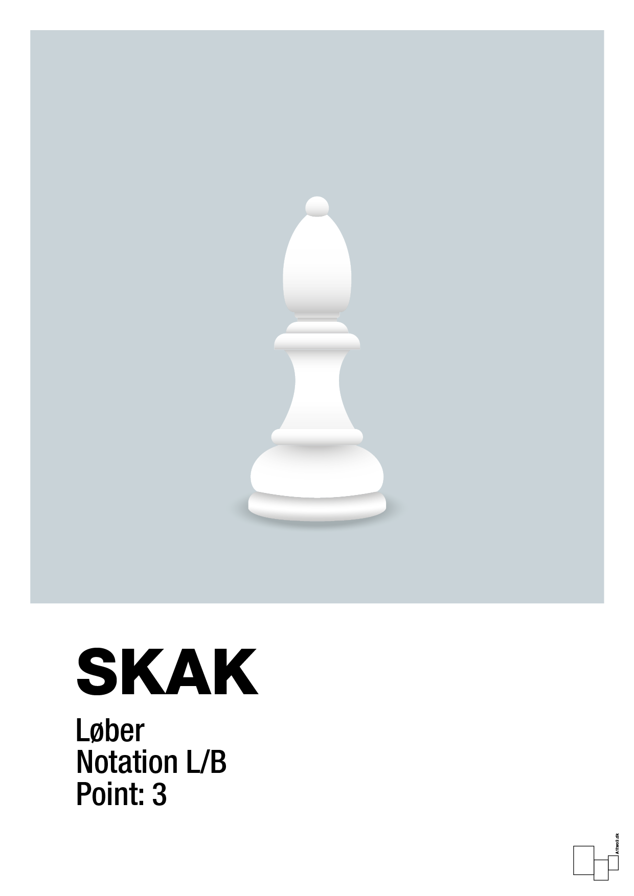 plakat: spillebrikken løber i hvid - light drizzle-Brætspil-A1two3