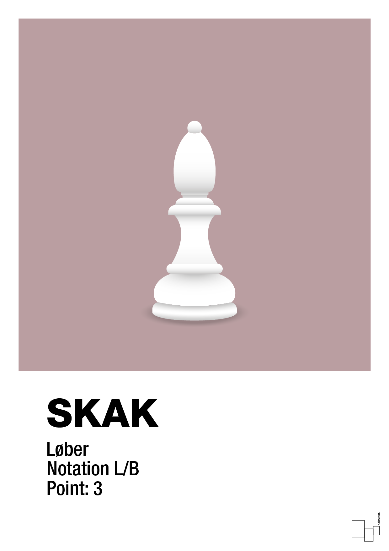 plakat: spillebrikken løber i hvid - light rose-Brætspil-A1two3