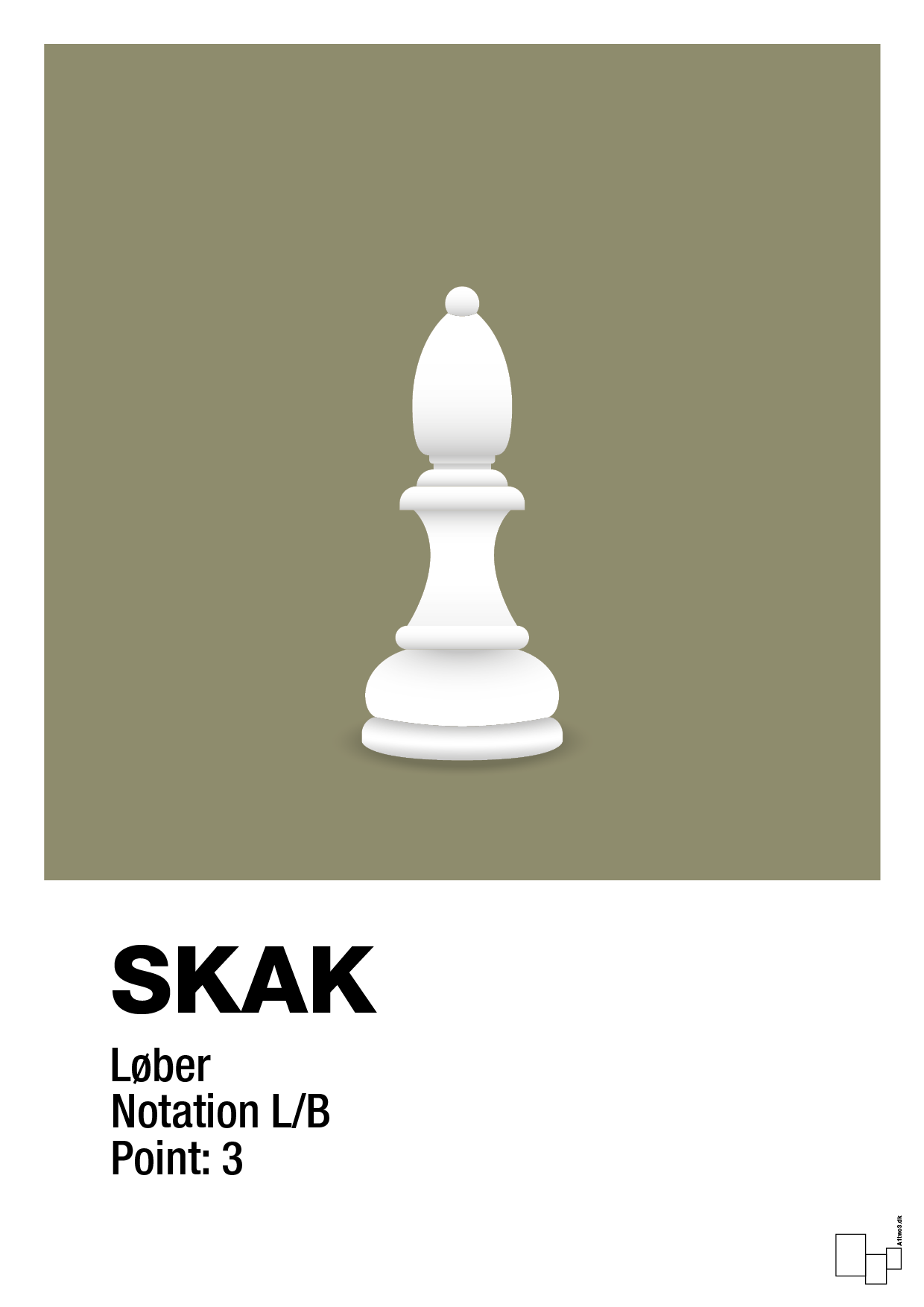 plakat: spillebrikken løber i hvid - misty forrest-Brætspil-A1two3