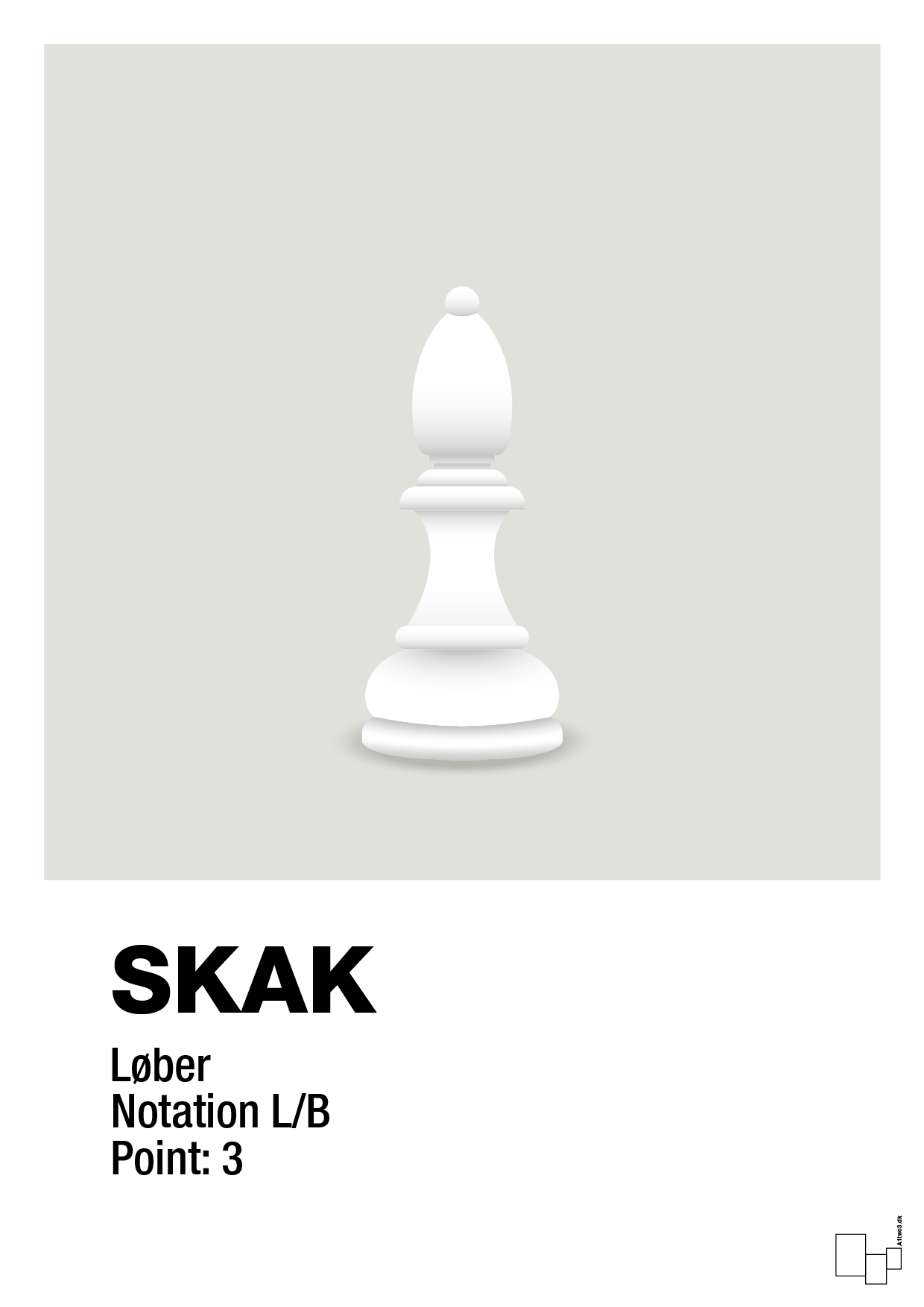 plakat: spillebrikken løber i hvid - painters white-Brætspil-A1two3