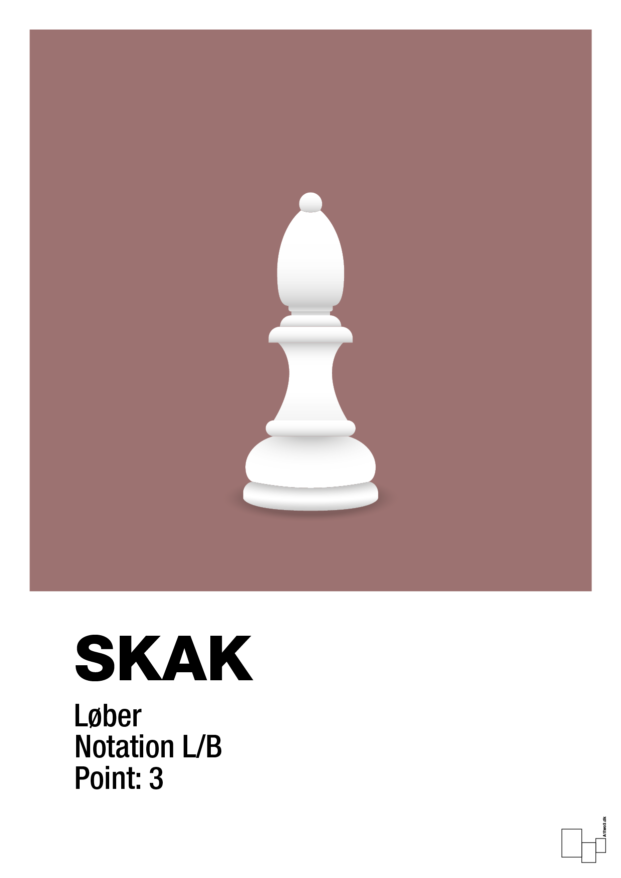 plakat: spillebrikken løber i hvid - plum-Brætspil-A1two3