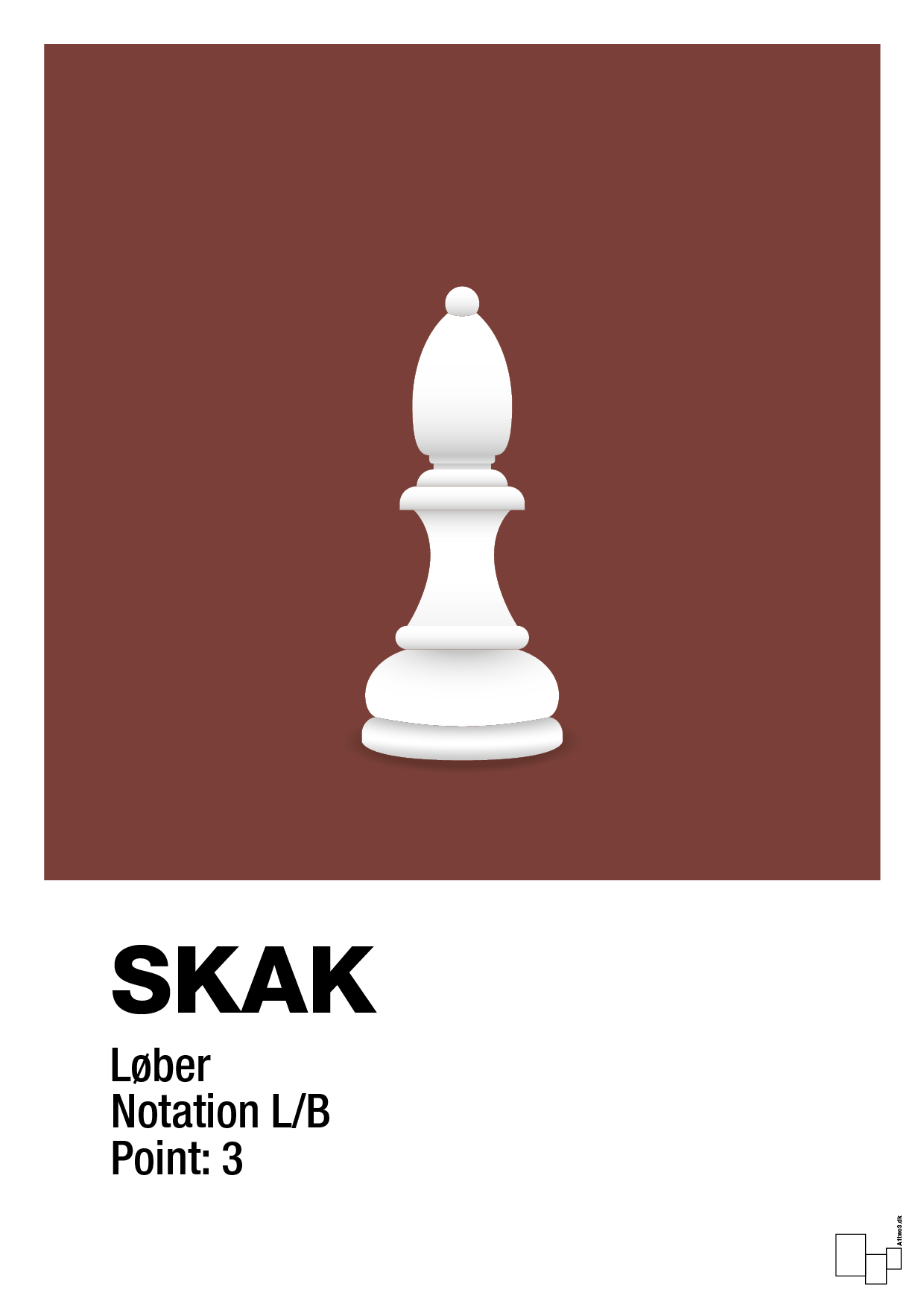 plakat: spillebrikken løber i hvid - red pepper-Brætspil-A1two3