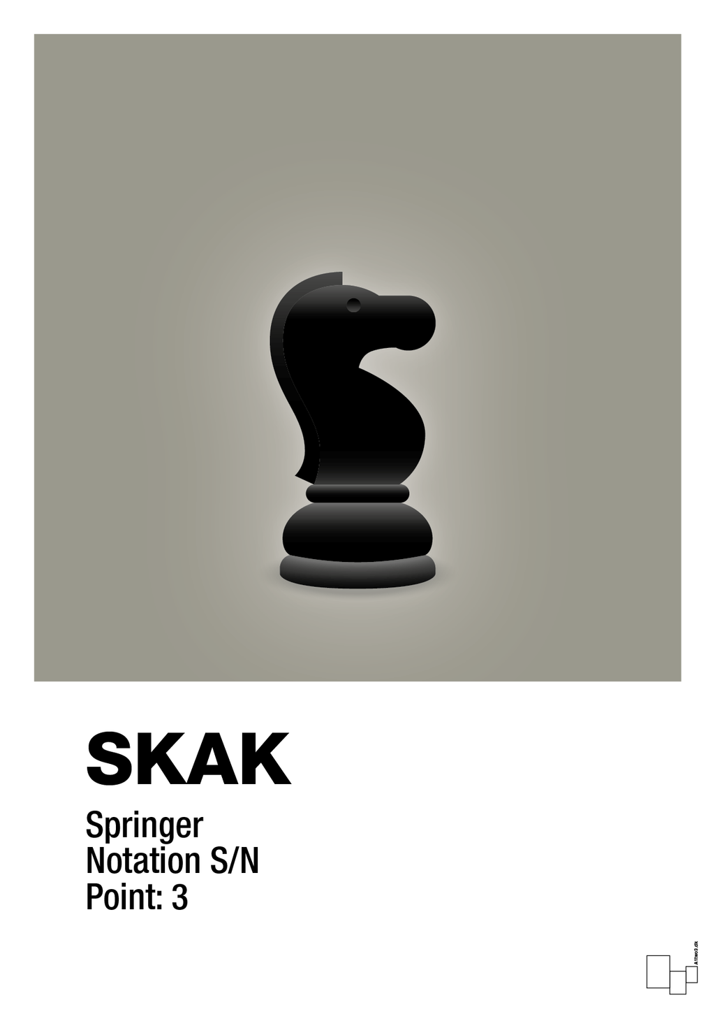 plakat: spillebrikken springer i sort - battleship gray-Brætspil-A1two3