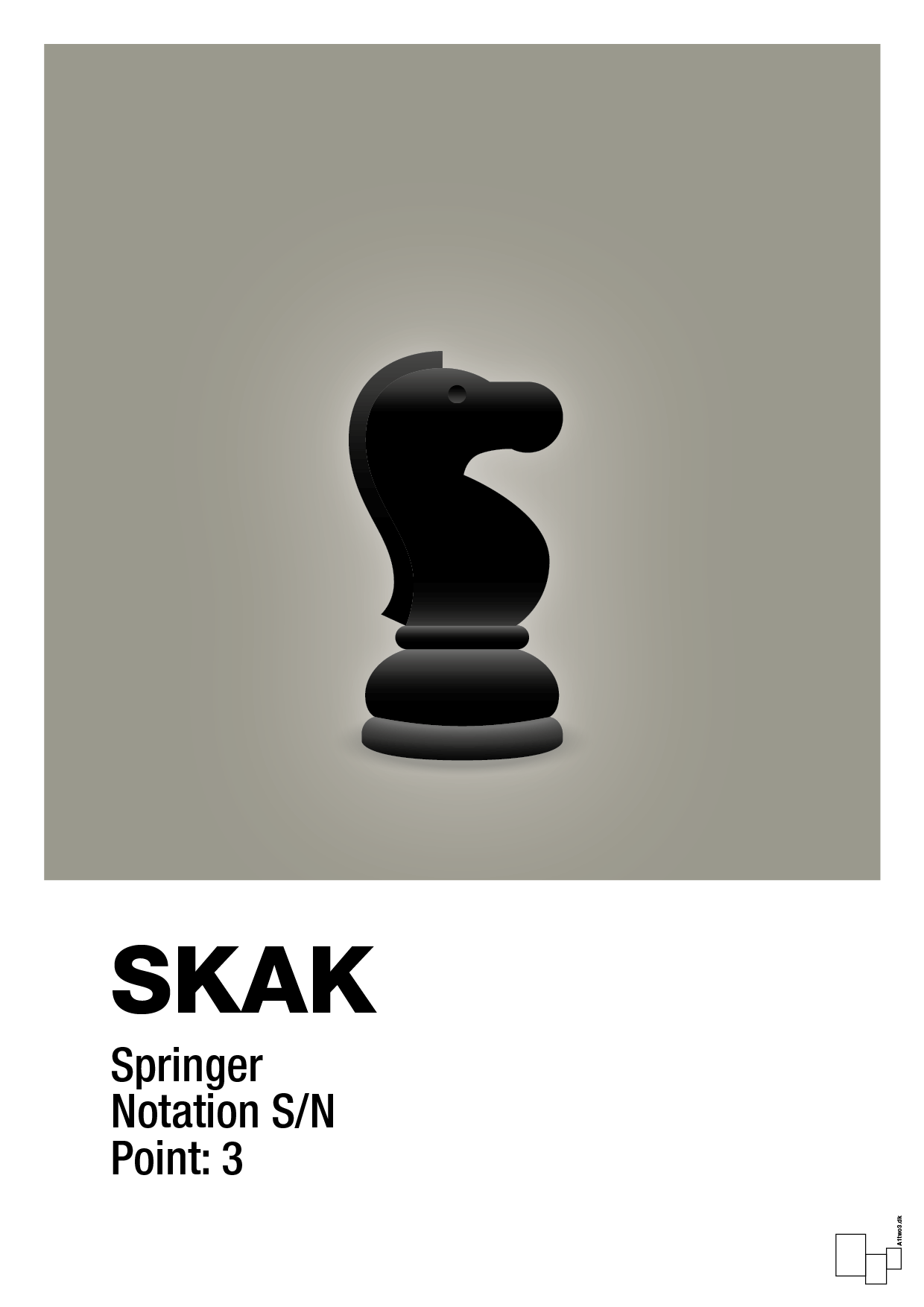 plakat: spillebrikken springer i sort - battleship gray-Brætspil-A1two3