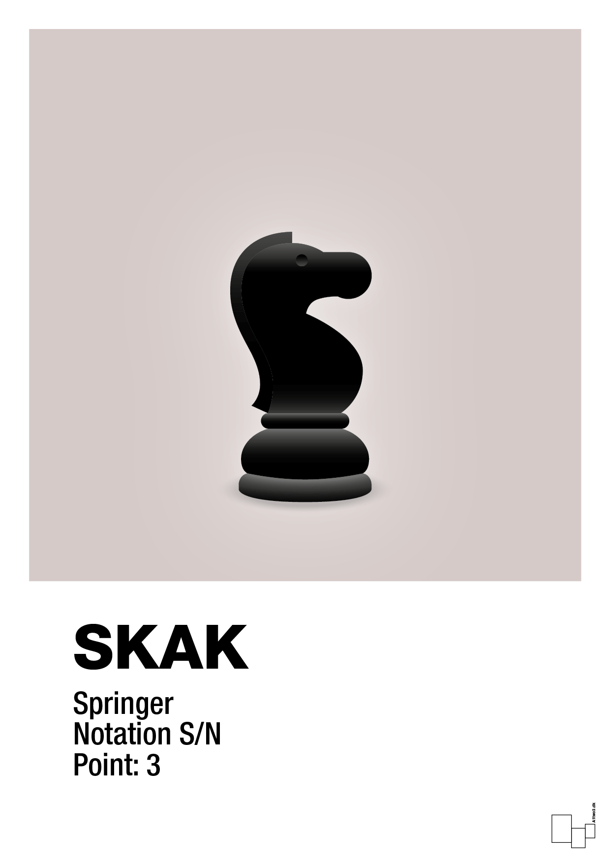 plakat: spillebrikken springer i sort - broken beige-Brætspil-A1two3