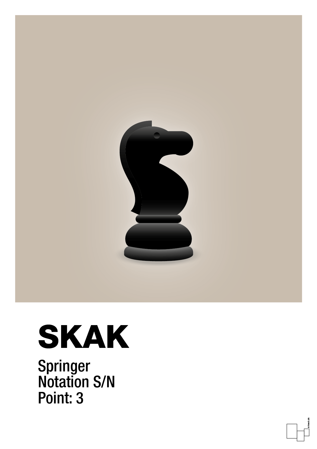 plakat: spillebrikken springer i sort - creamy mushroom-Brætspil-A1two3
