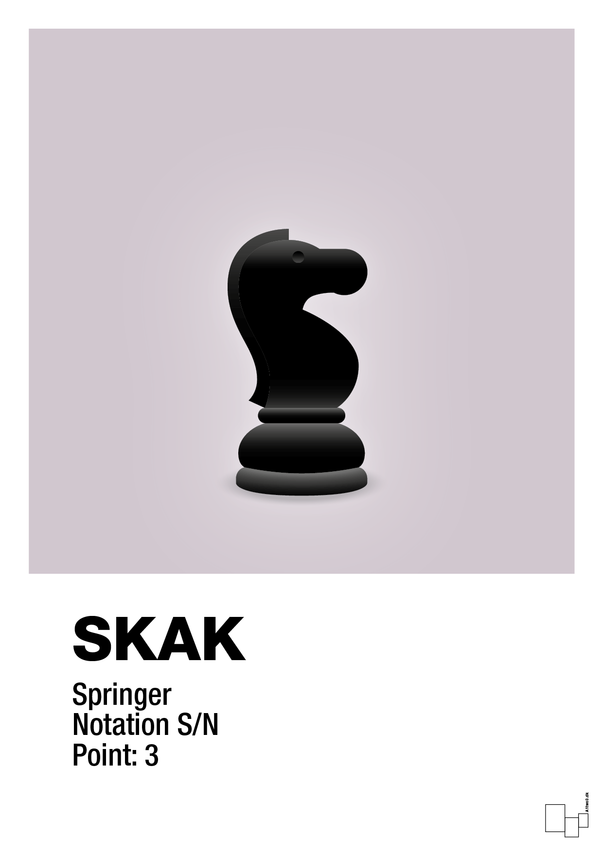 plakat: spillebrikken springer i sort - dusty lilac-Brætspil-A1two3