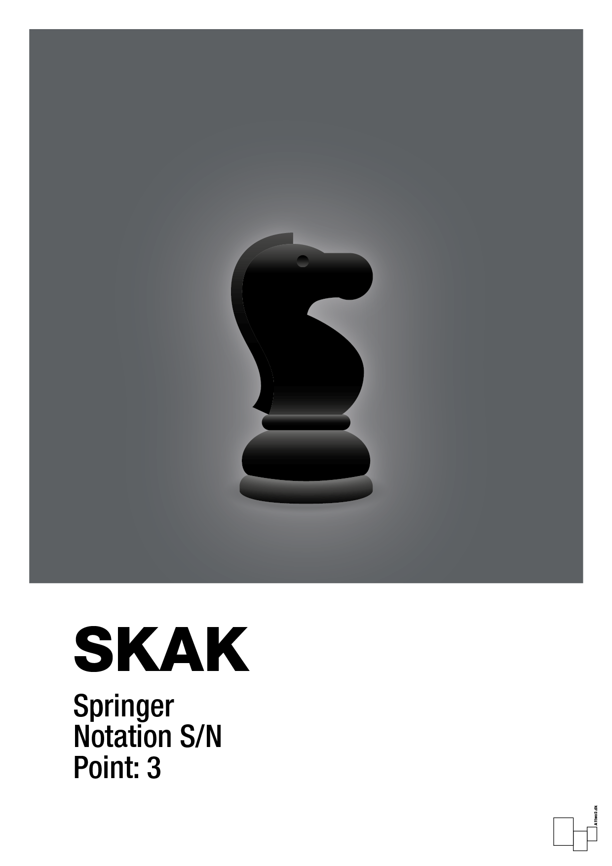 plakat: spillebrikken springer i sort - graphic charcoal-Brætspil-A1two3