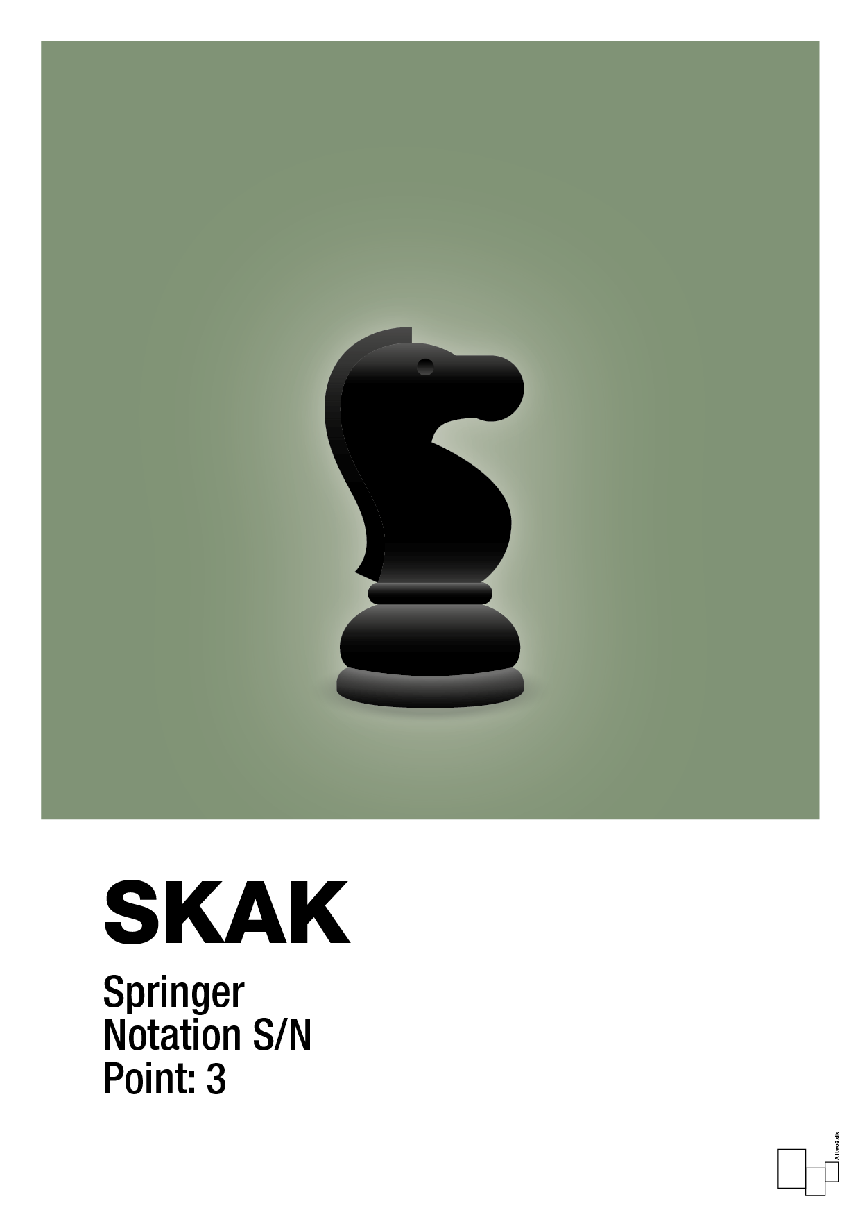 plakat: spillebrikken springer i sort - jade-Brætspil-A1two3