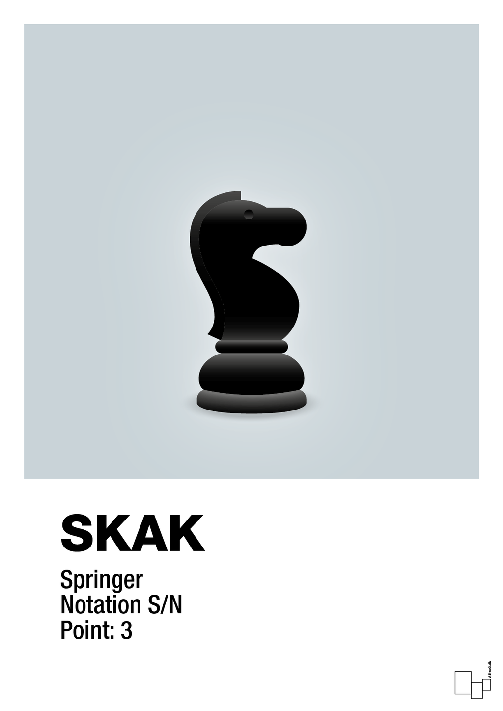 plakat: spillebrikken springer i sort - light drizzle-Brætspil-A1two3