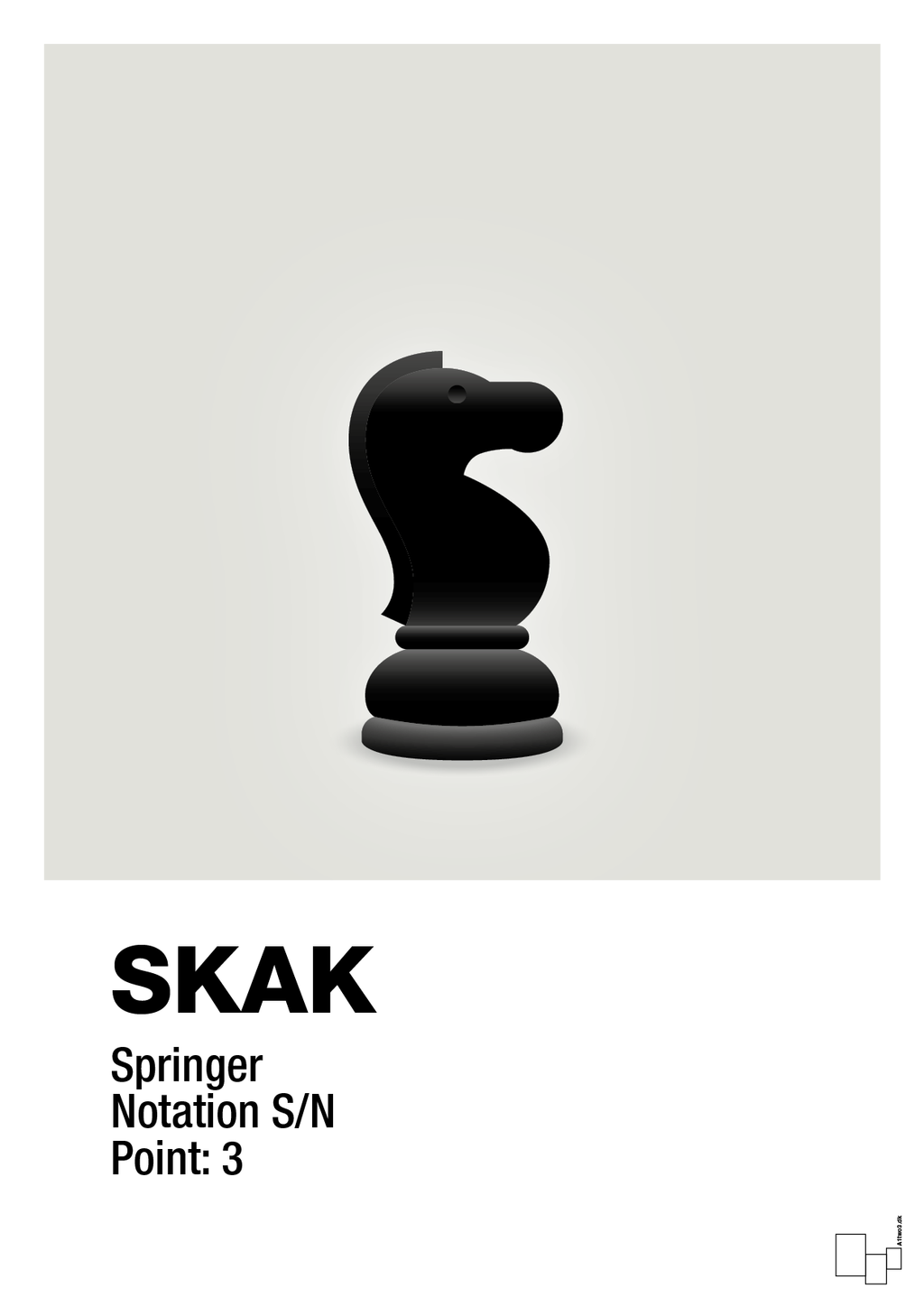plakat: spillebrikken springer i sort - painters white-Brætspil-A1two3