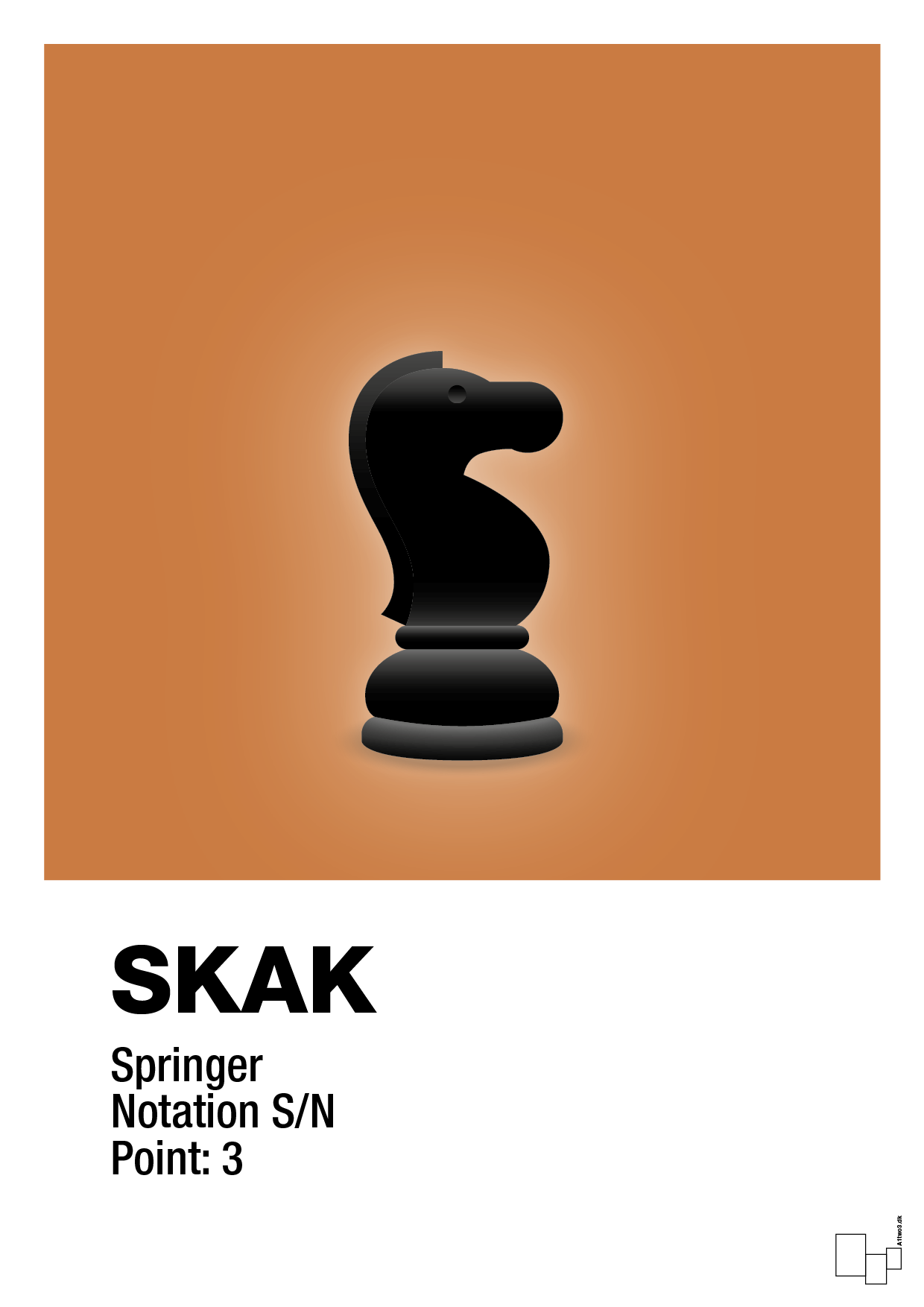 plakat: spillebrikken springer i sort - rumba orange-Brætspil-A1two3