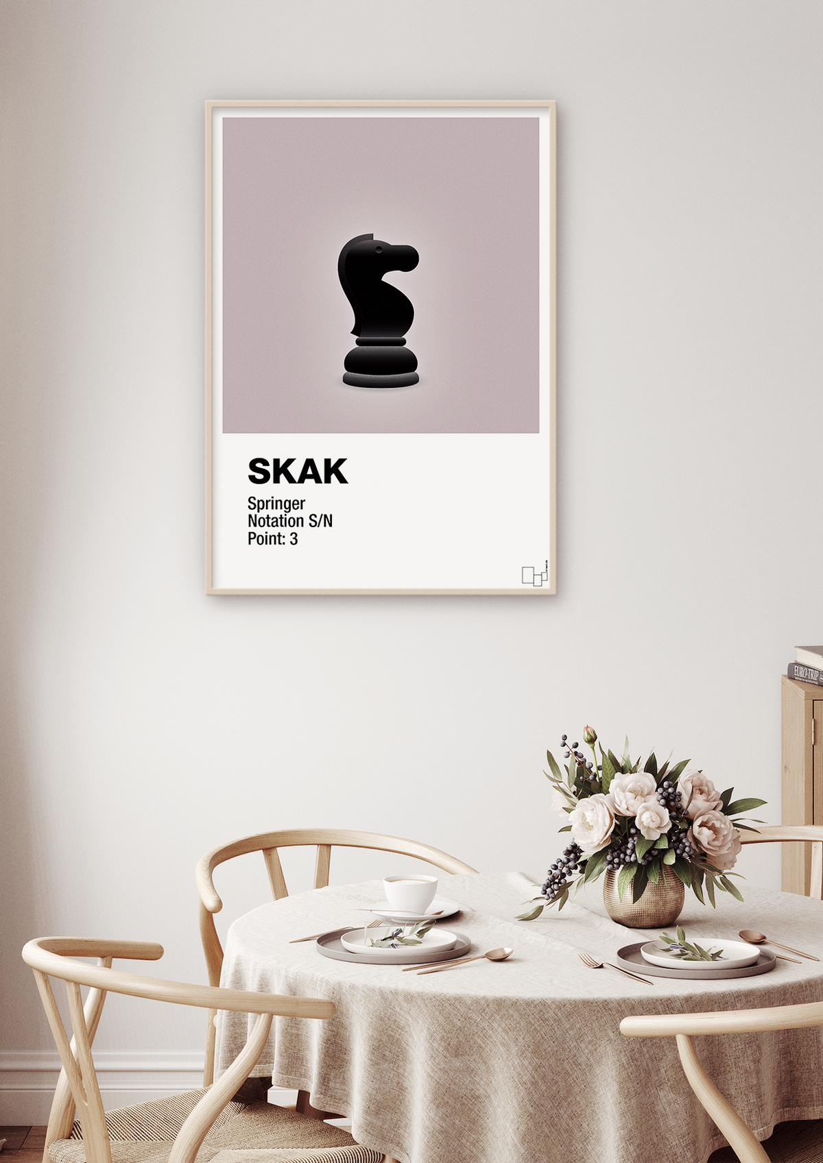 plakat: spillebrikken springer i sort - broken beige-Brætspil-A1two3