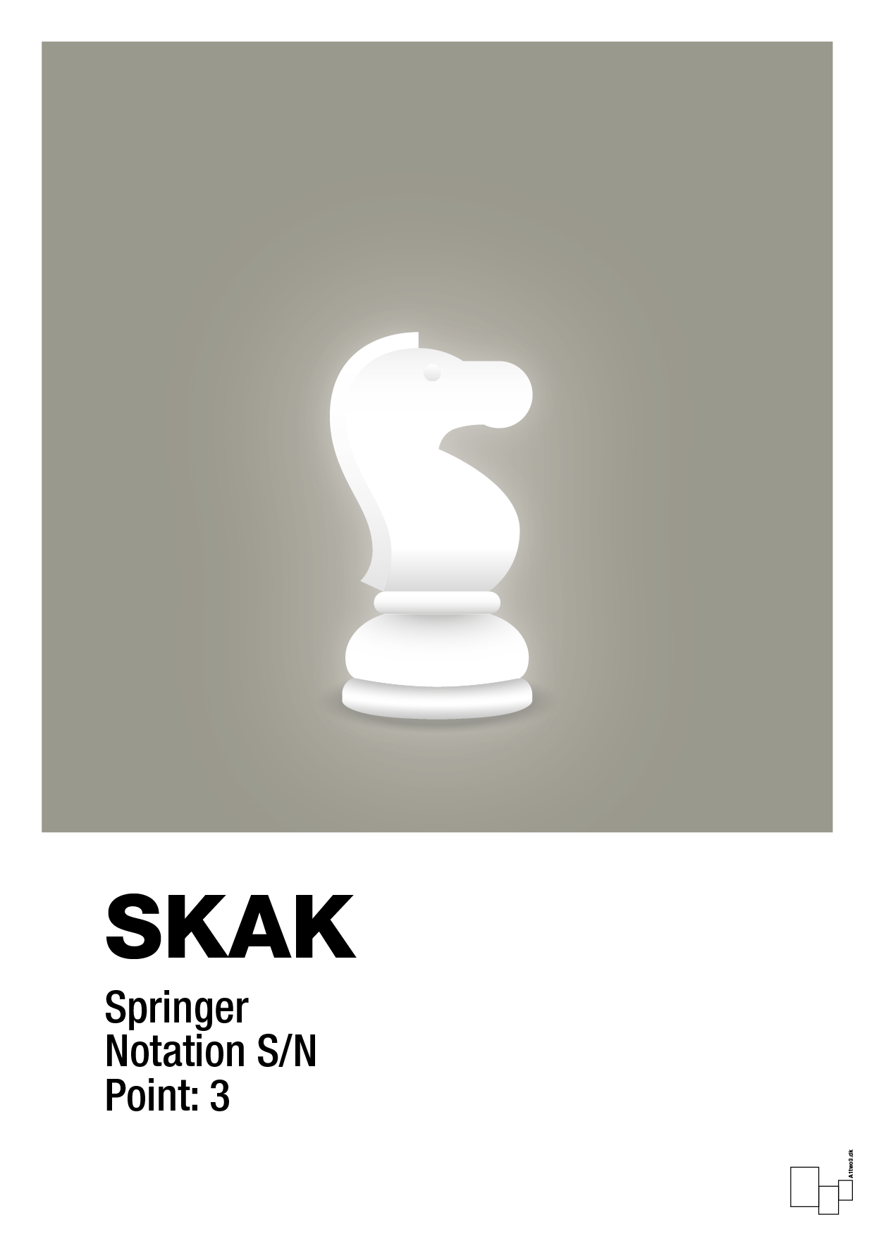 plakat: spillebrikken springer i hvid - battleship gray-Brætspil-A1two3