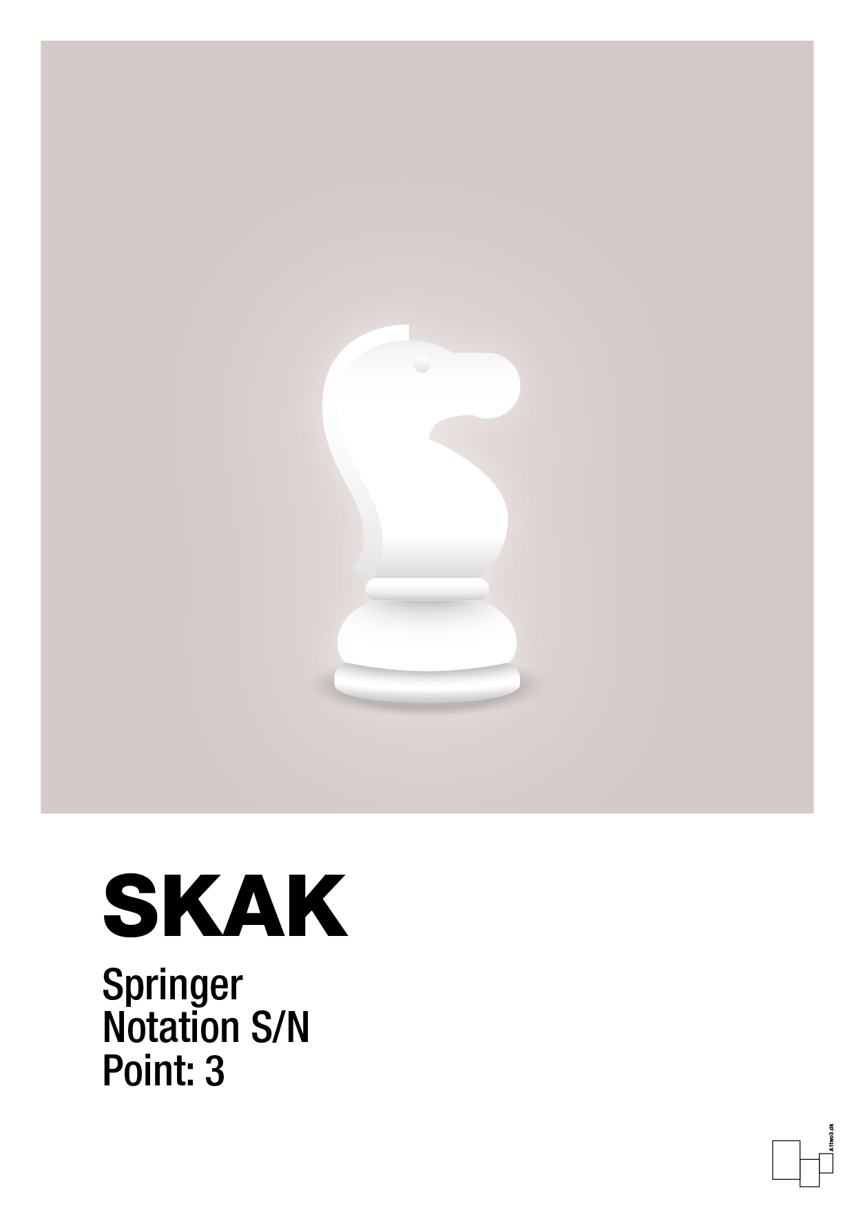 plakat: spillebrikken springer i hvid - broken beige-Brætspil-A1two3