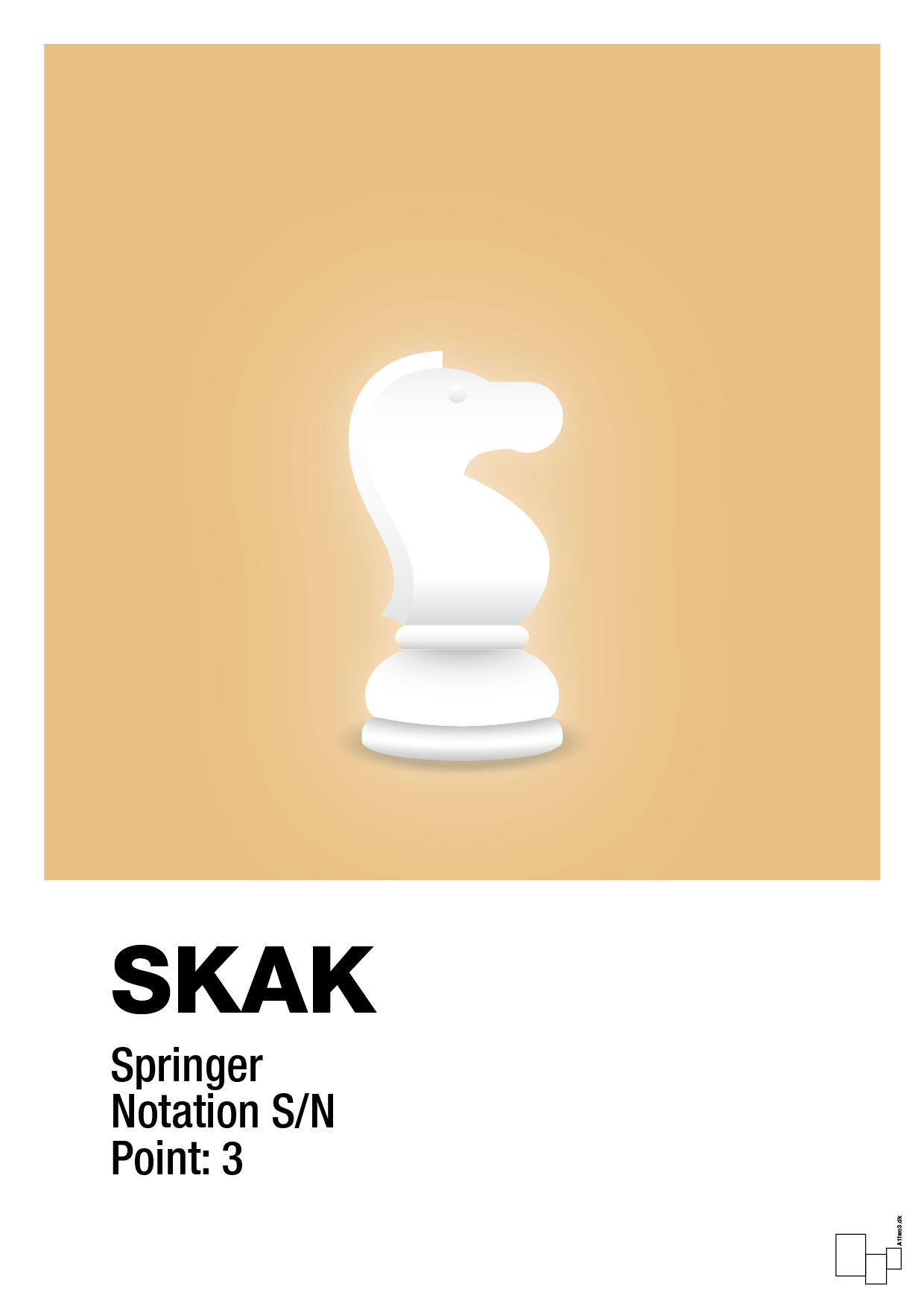 plakat: spillebrikken springer i hvid - charismatic-Brætspil-A1two3