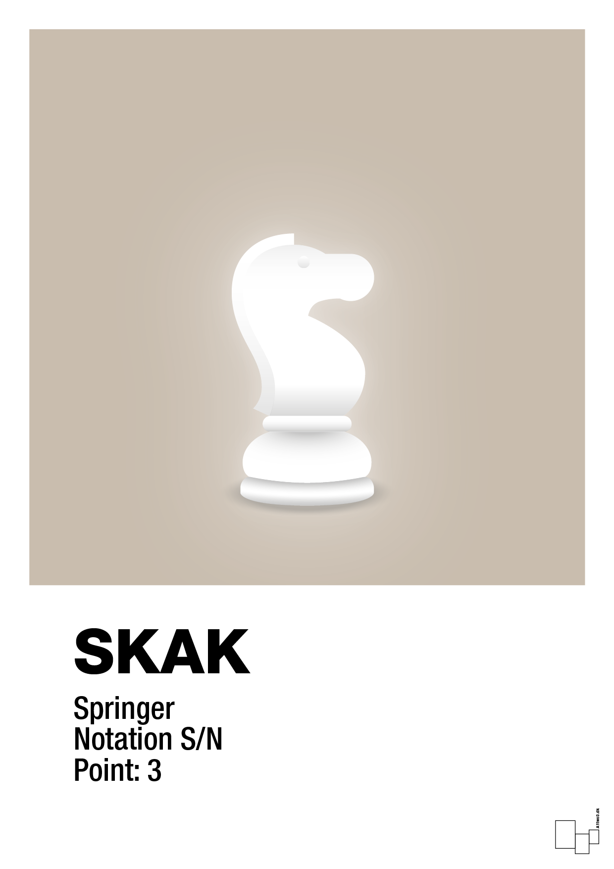 plakat: spillebrikken springer i hvid - creamy mushroom-Brætspil-A1two3