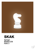 plakat: spillebrikken springer i hvid - dark brown-Brætspil-A1two3