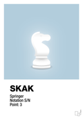 plakat: spillebrikken springer i hvid - heavenly blue-Brætspil-A1two3