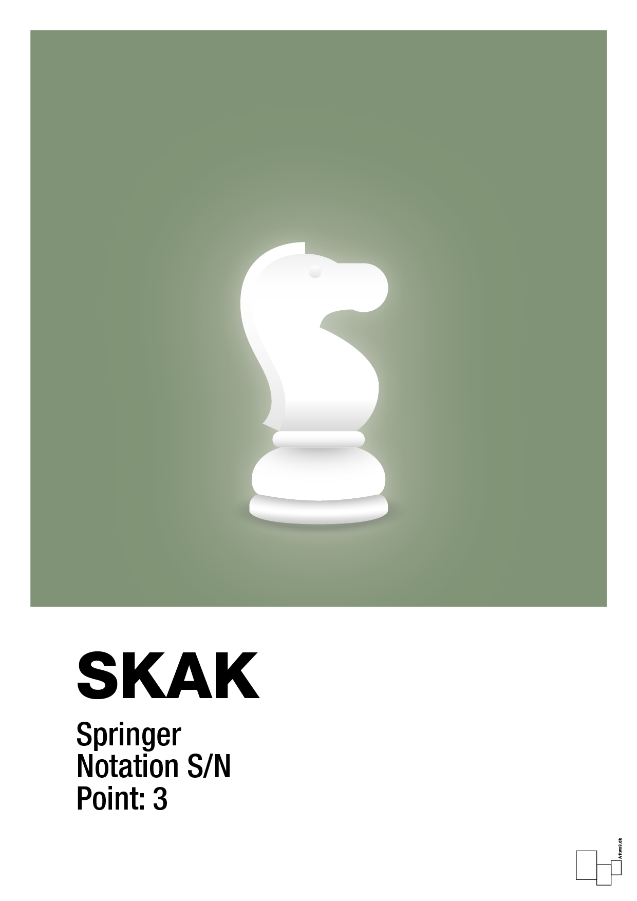 plakat: spillebrikken springer i hvid - jade-Brætspil-A1two3