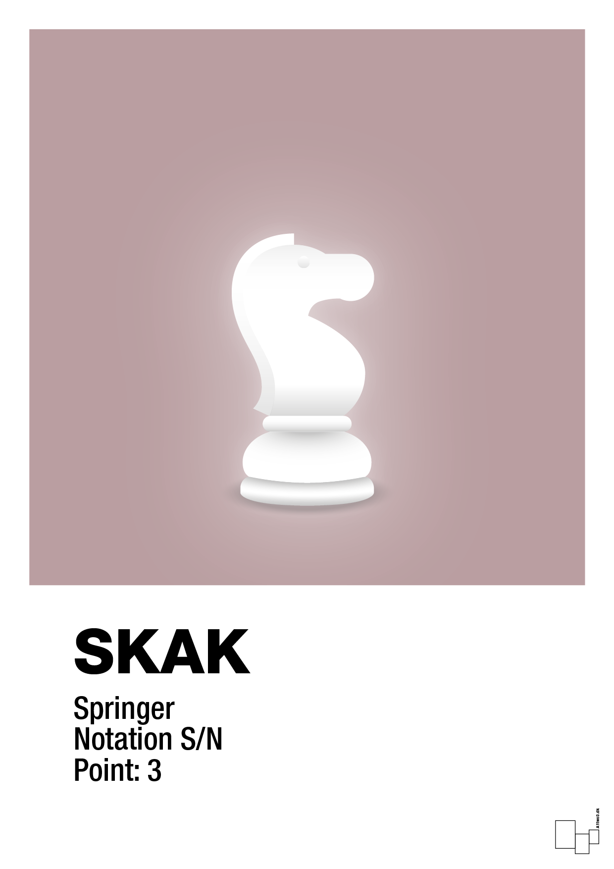 plakat: spillebrikken springer i hvid - light rose-Brætspil-A1two3