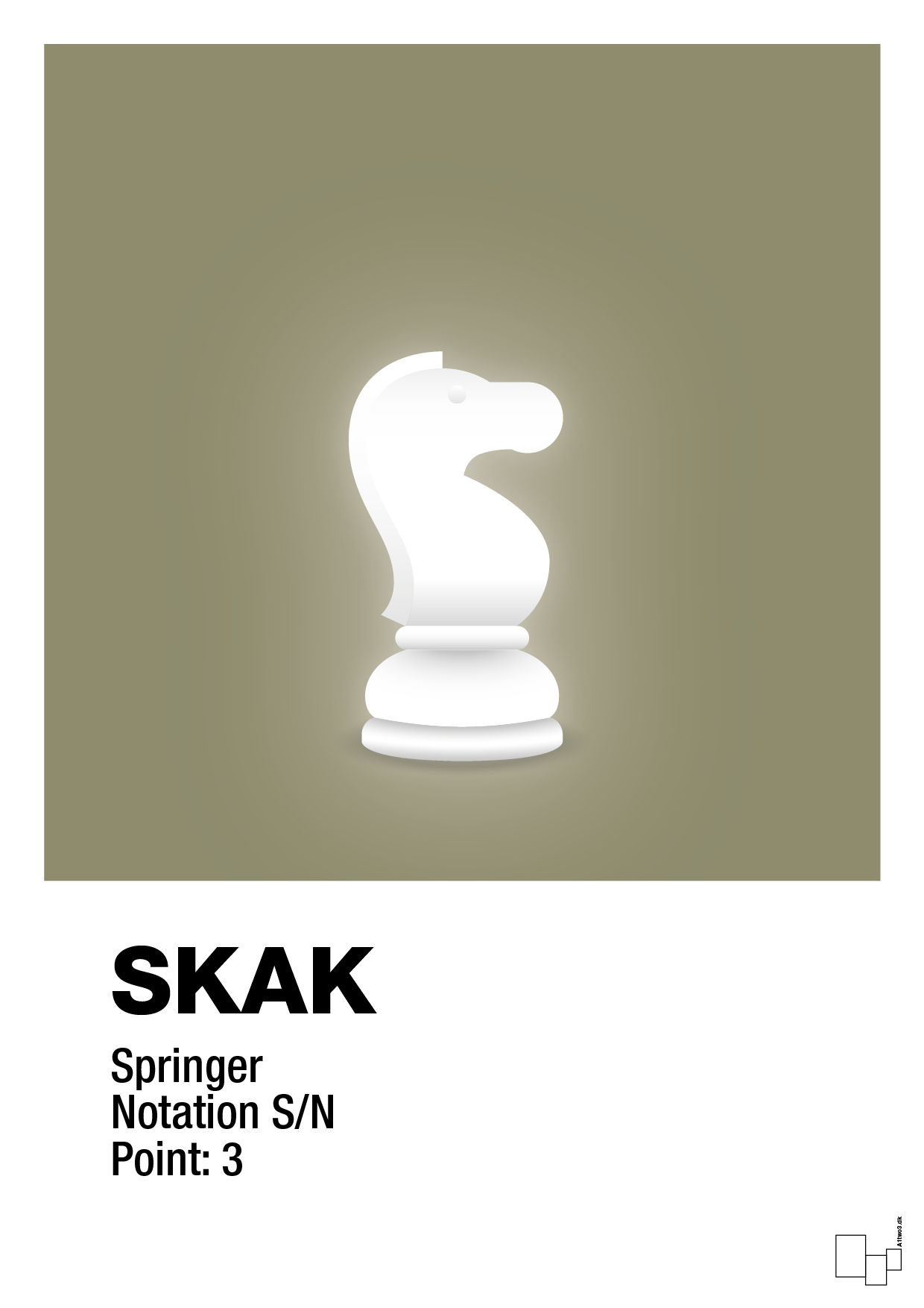 plakat: spillebrikken springer i hvid - misty forrest-Brætspil-A1two3
