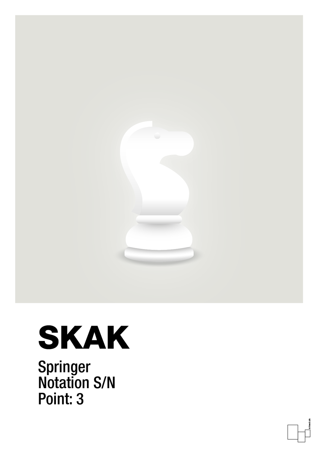 plakat: spillebrikken springer i hvid - painters white-Brætspil-A1two3