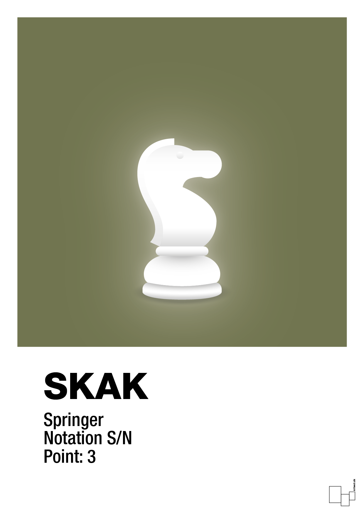 plakat: spillebrikken springer i hvid - secret meadow-Brætspil-A1two3