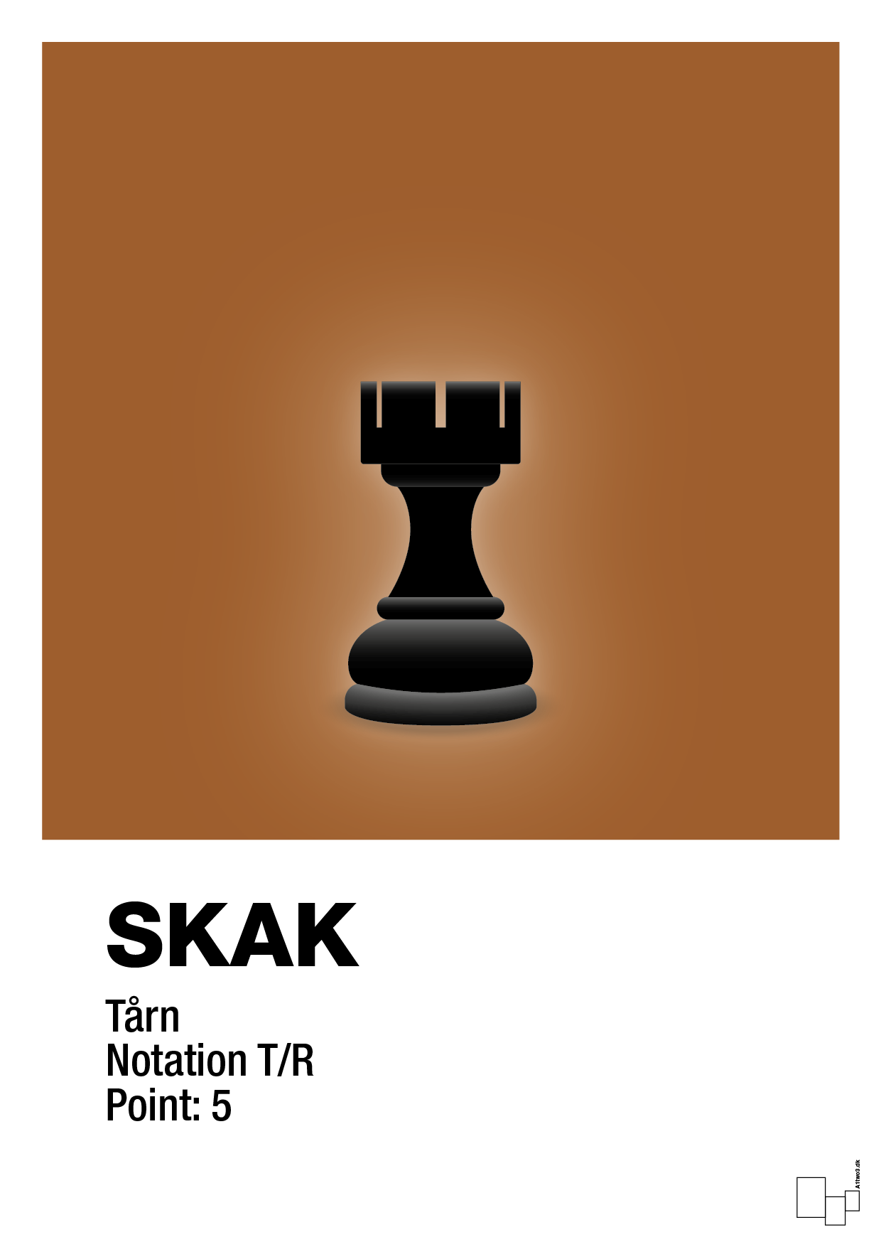plakat: spillebrikken tårn i sort - cognac-Brætspil-A1two3