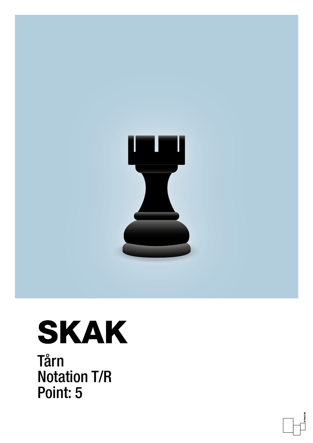 plakat: spillebrikken tårn i sort - heavenly blue-Brætspil-A1two3