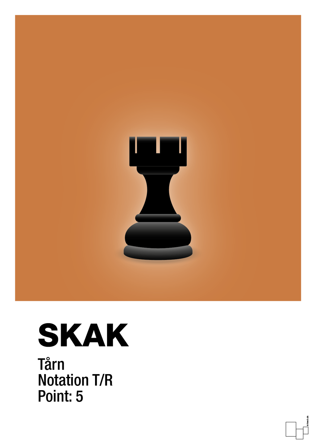plakat: spillebrikken tårn i sort - rumba orange-Brætspil-A1two3