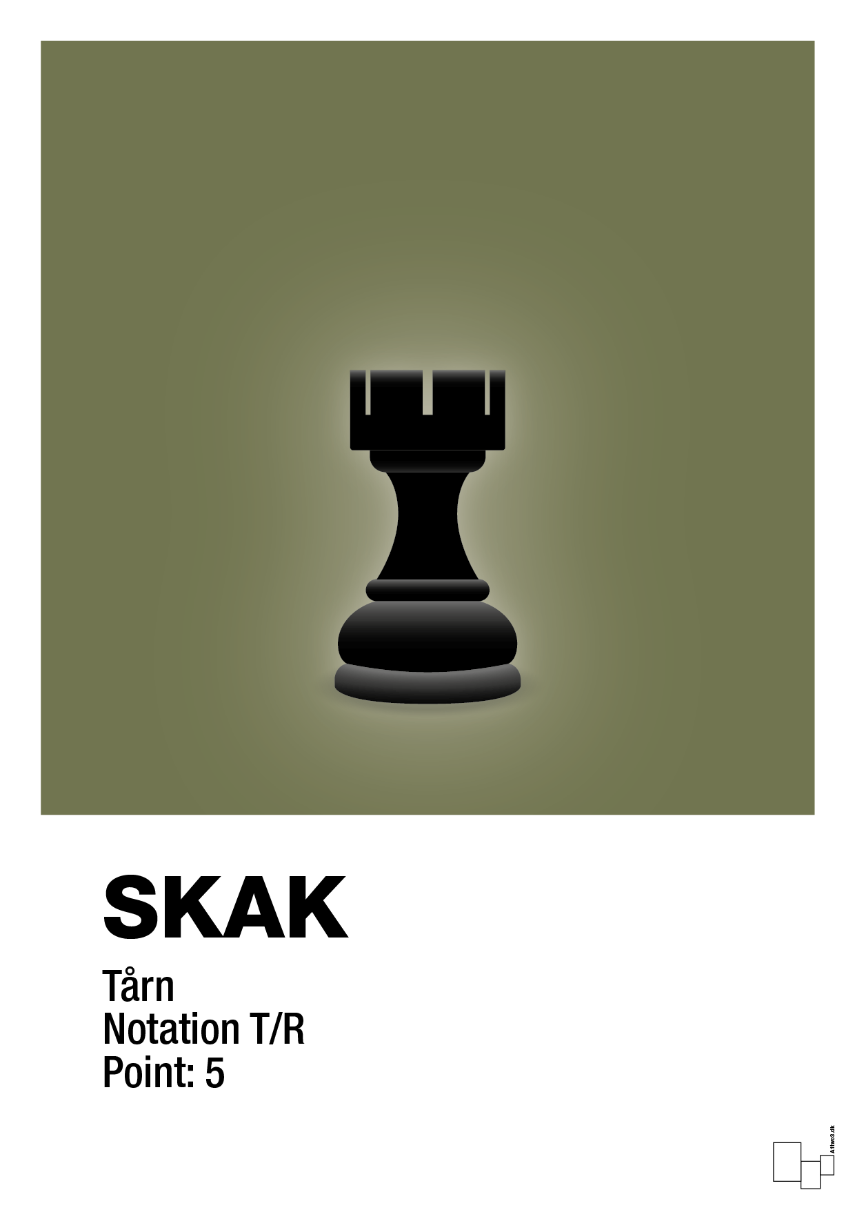 plakat: spillebrikken tårn i sort - secret meadow-Brætspil-A1two3
