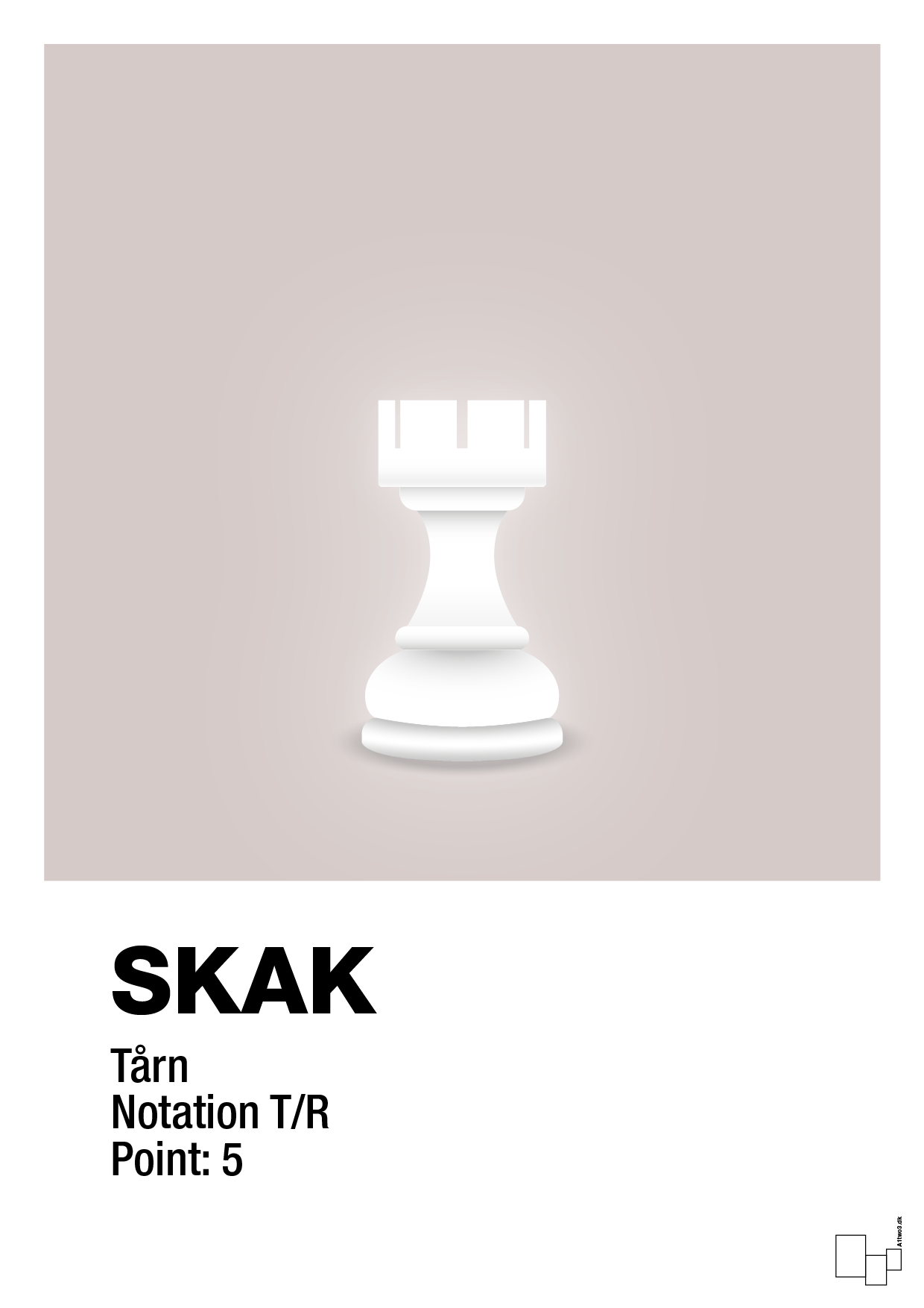 plakat: spillebrikken tårn i hvid - broken beige-Brætspil-A1two3